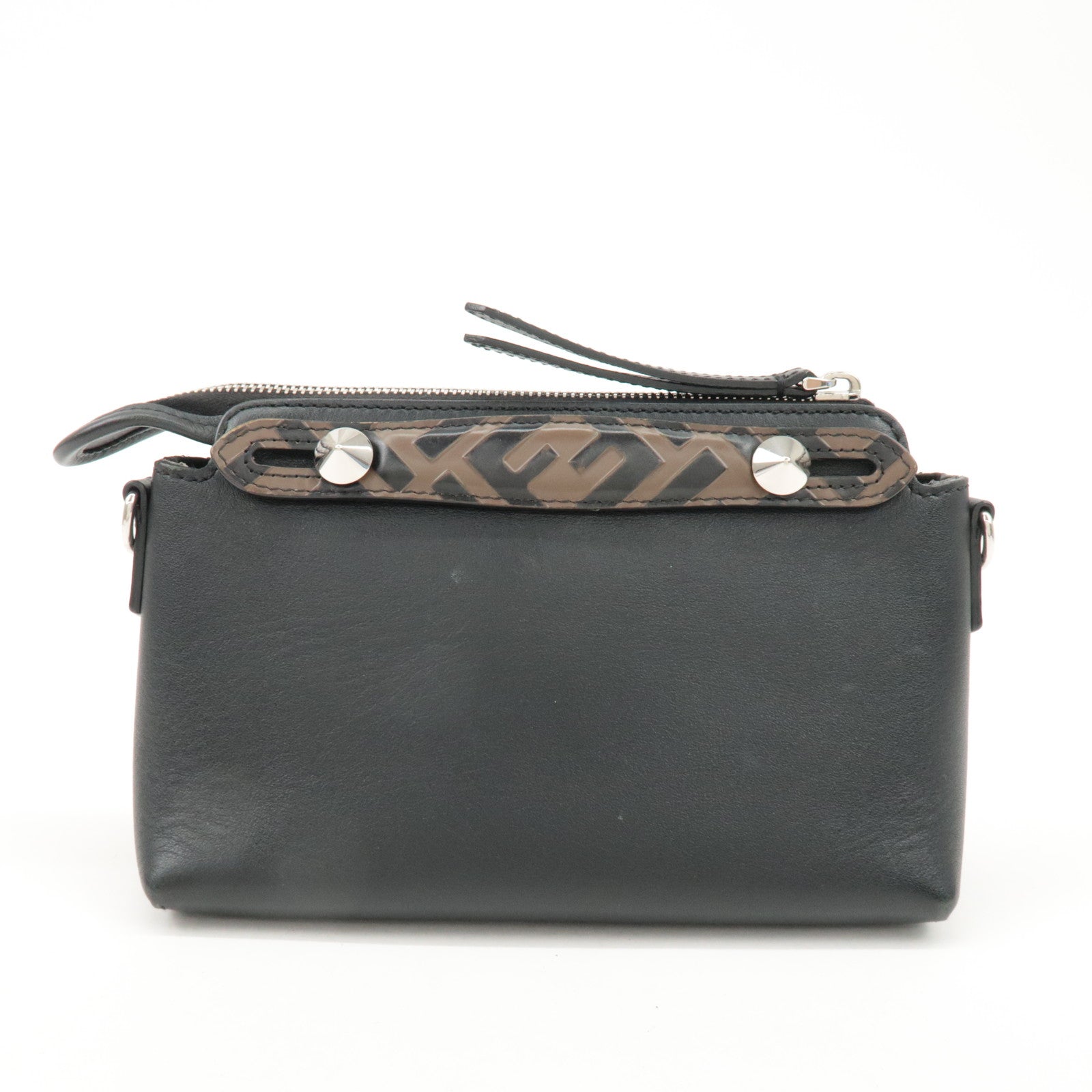 FENDI Zucca By The Way Leather 2Way Shoulder Bag Black Brown 8BL145 Used