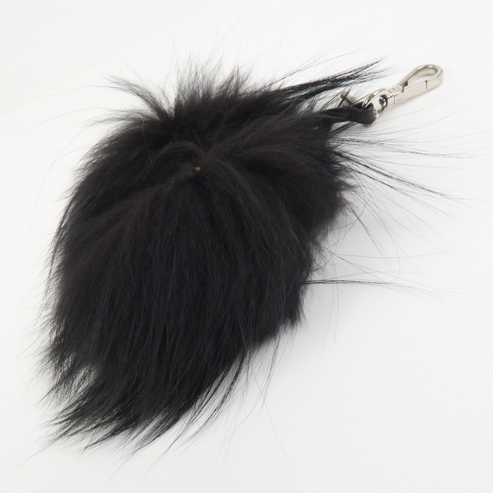 FENDI Fur Saffiano Leather Pom Pom Monster Bag Charm Black