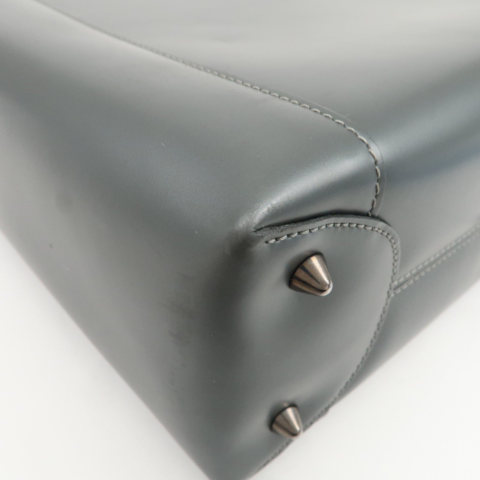 Christian Dior Maris Pearl Logo Leather Hand Bag Gray