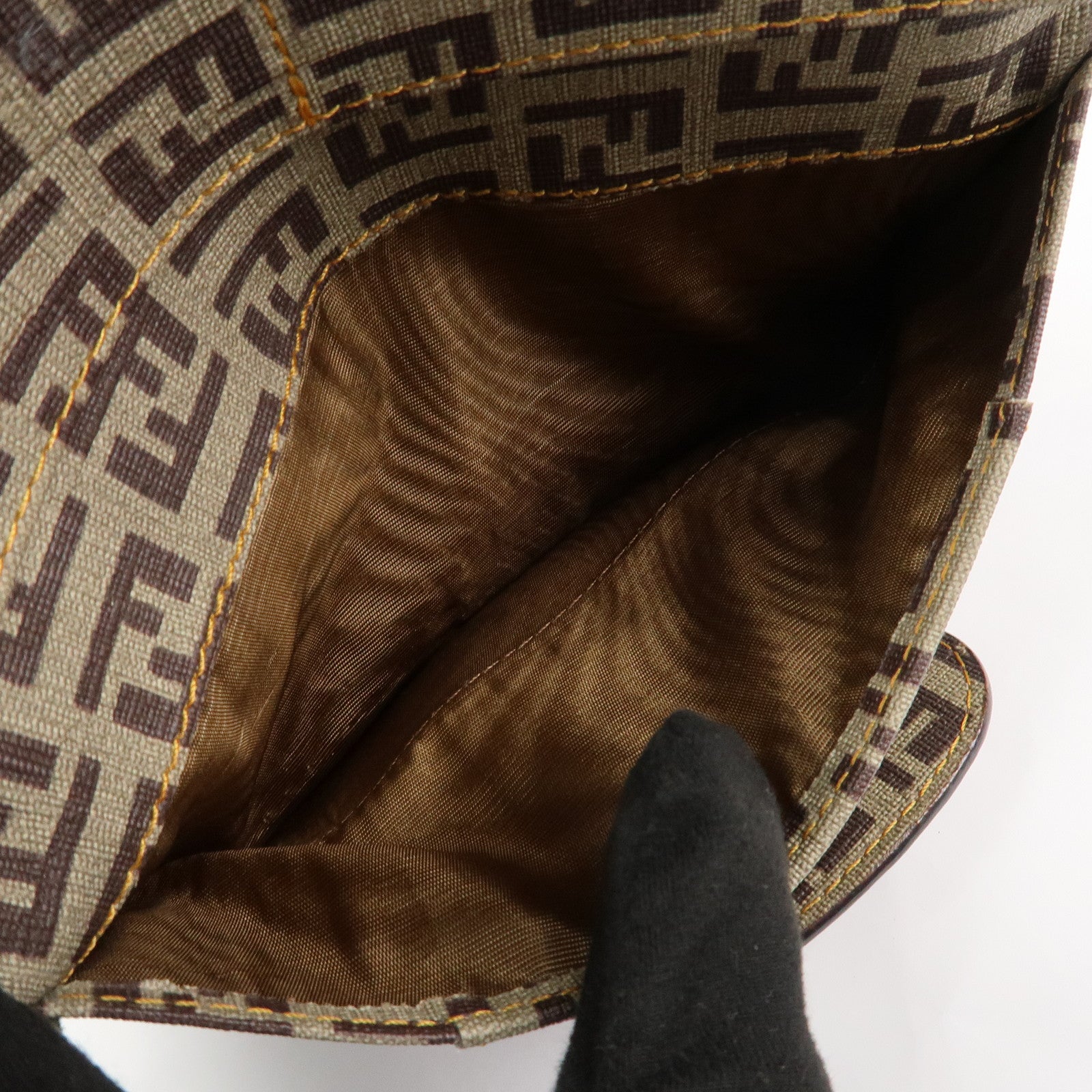 FENDI Zucca Zucchino PVC Leather Brown W Hook Long Wallet 8M00328