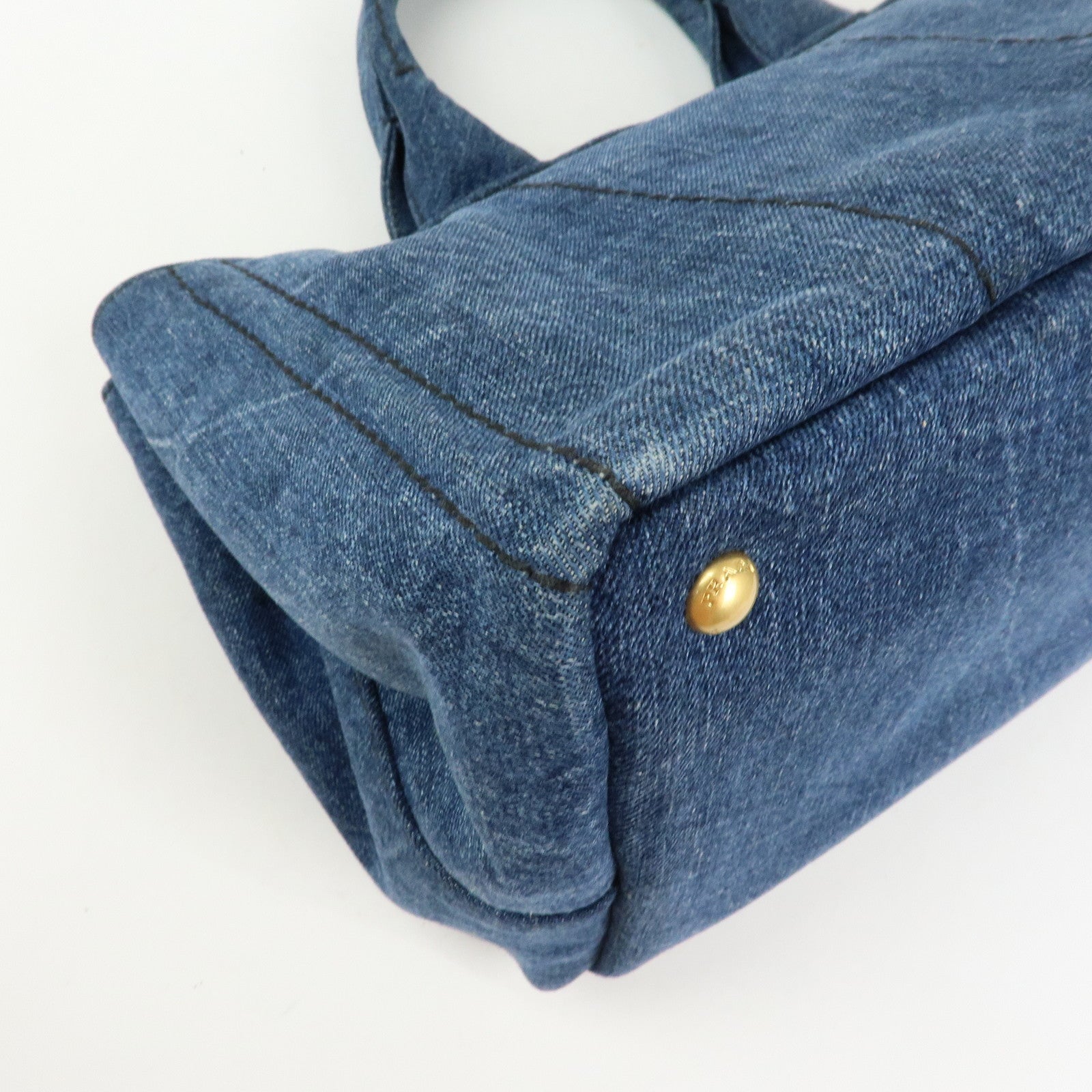 PRADA Triangle Logo Canapa Denim 2Way Hand Bag Shoulder Bag B2642B