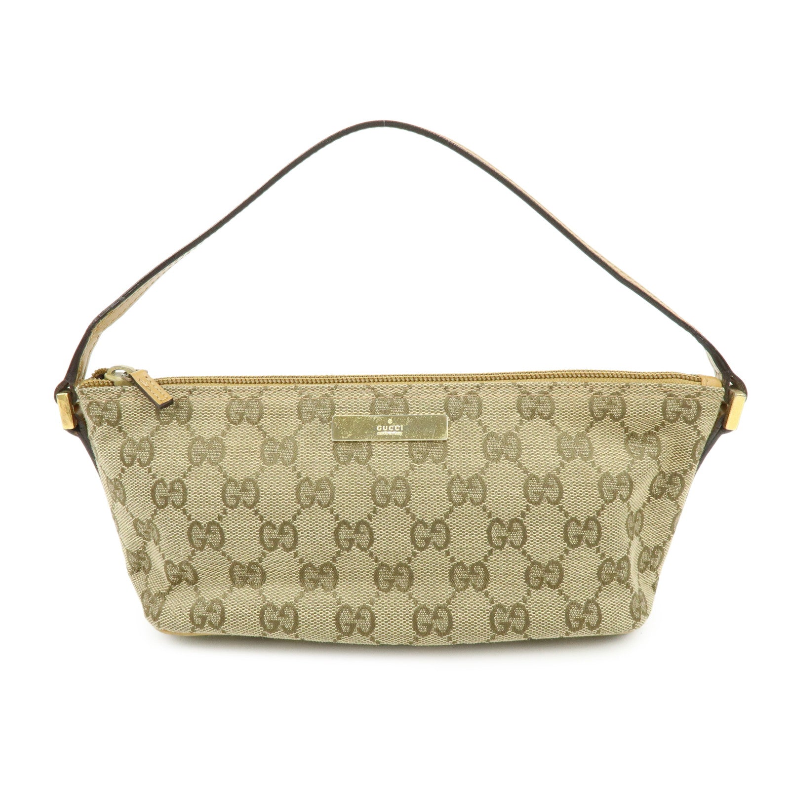 GUCCI Boat Bag GG Canvas Leather Hand Bag Beige Yellow 039・1103