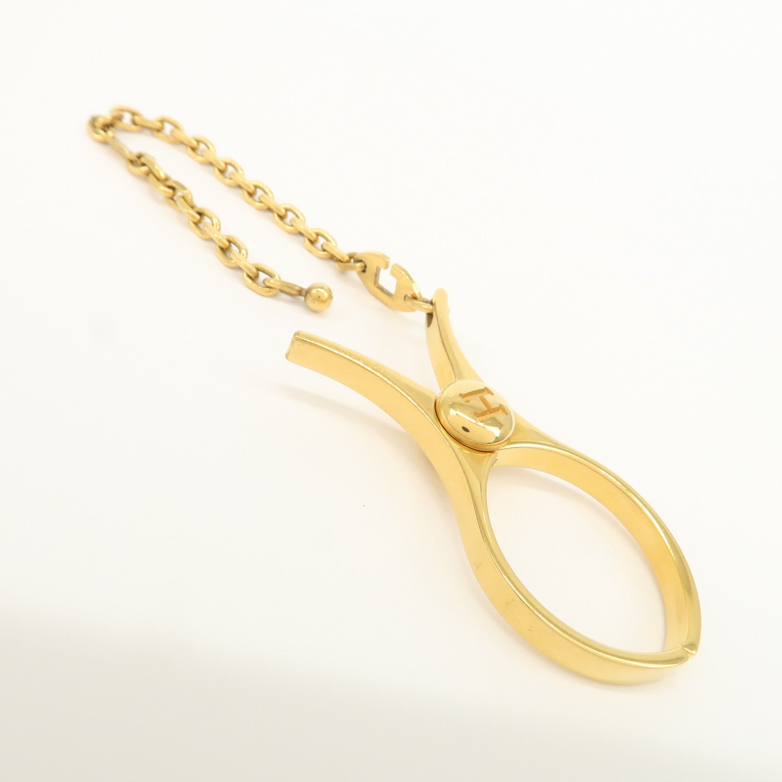 HERMES Filou Metal Glove Holder Charm Gold 000833G