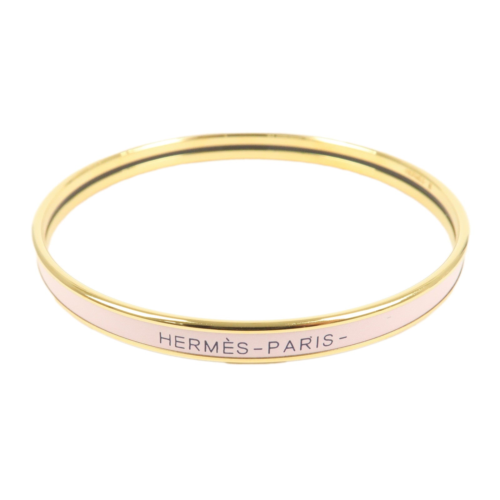 Hermes Logo Metal Uni Bangle Bracelet Right Pink Gold