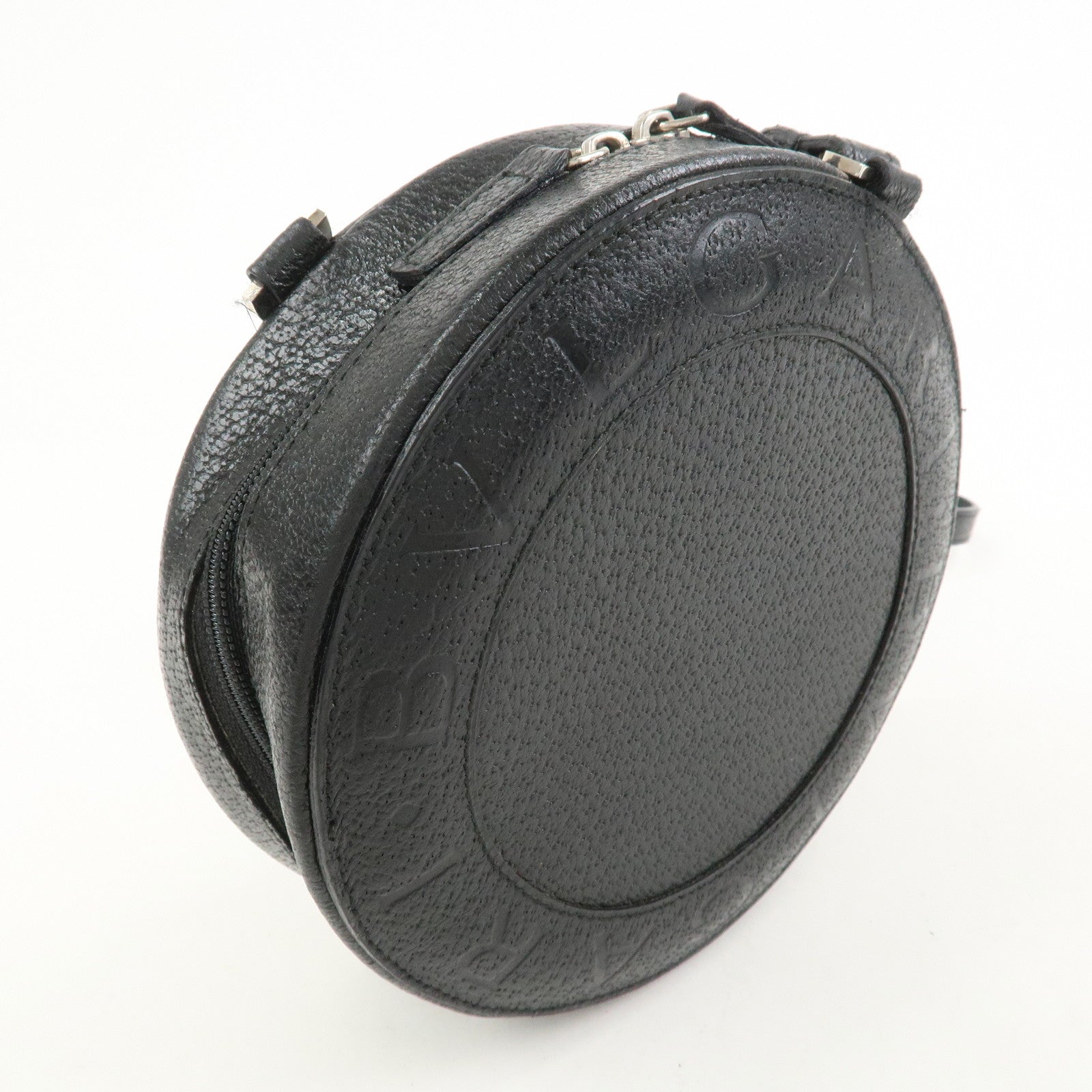 BVLGARI Logo B-Zero 1 Drum Leather Shoulder Bag Black