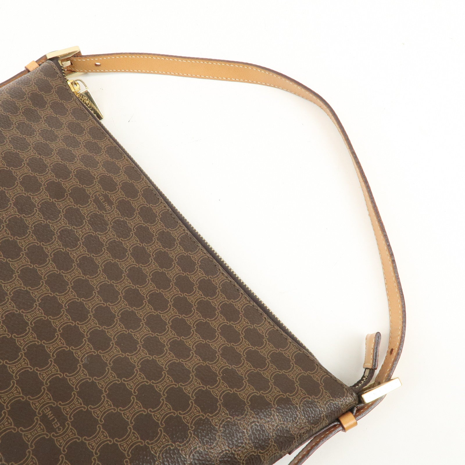 CELINE Macadam PVC Leather Shoulder Bag Brown