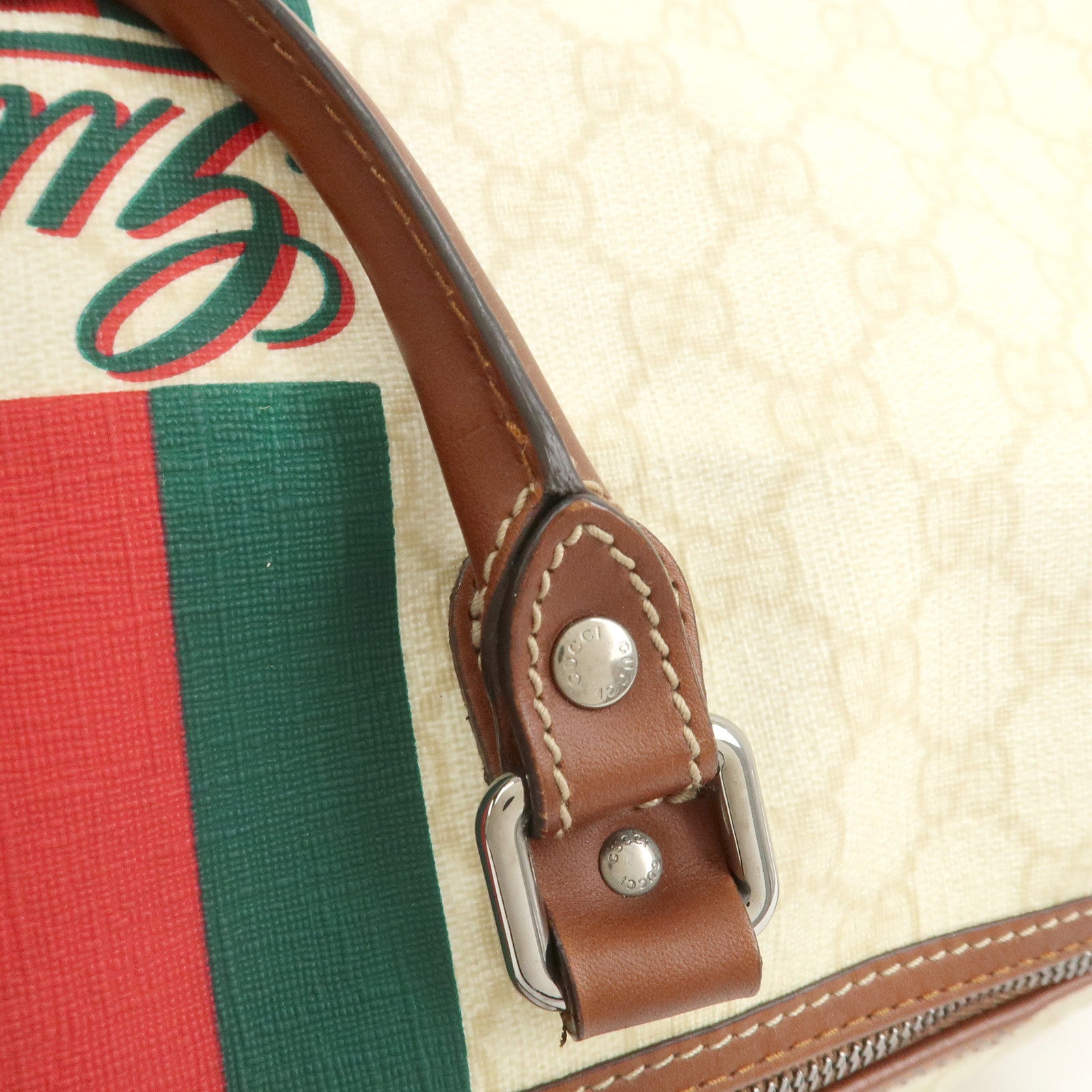 GUCCI Sherry GG Supreme Leather Boston Bag Ivory 189688
