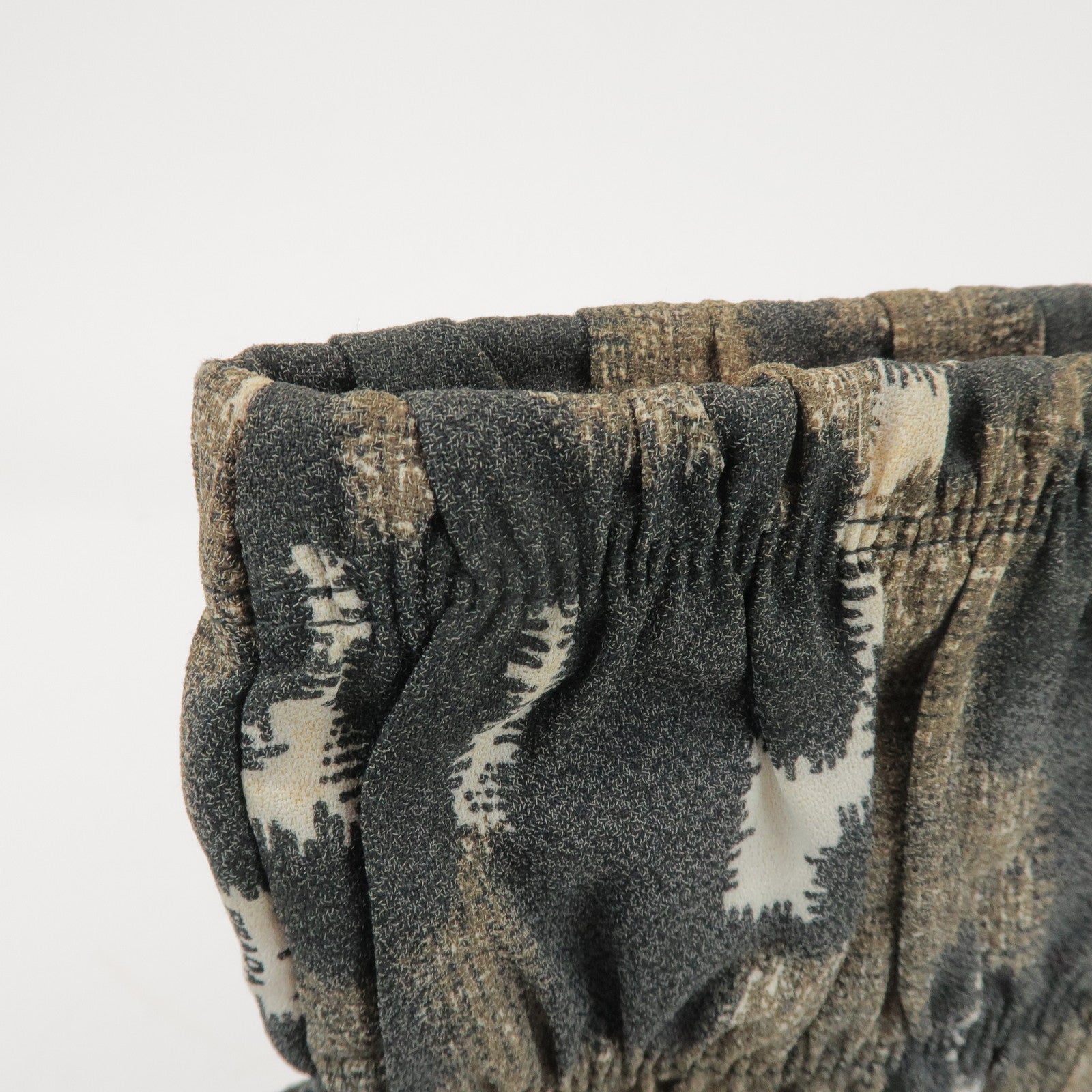 PRADA Logo Canvas Camouflage Gathered Design Clutch Bag Khaki Black