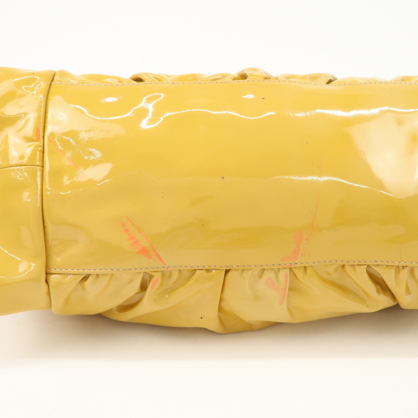 GUCCI Hysteria Patent Leather Hand Bag Tote Bag Yellow 197020