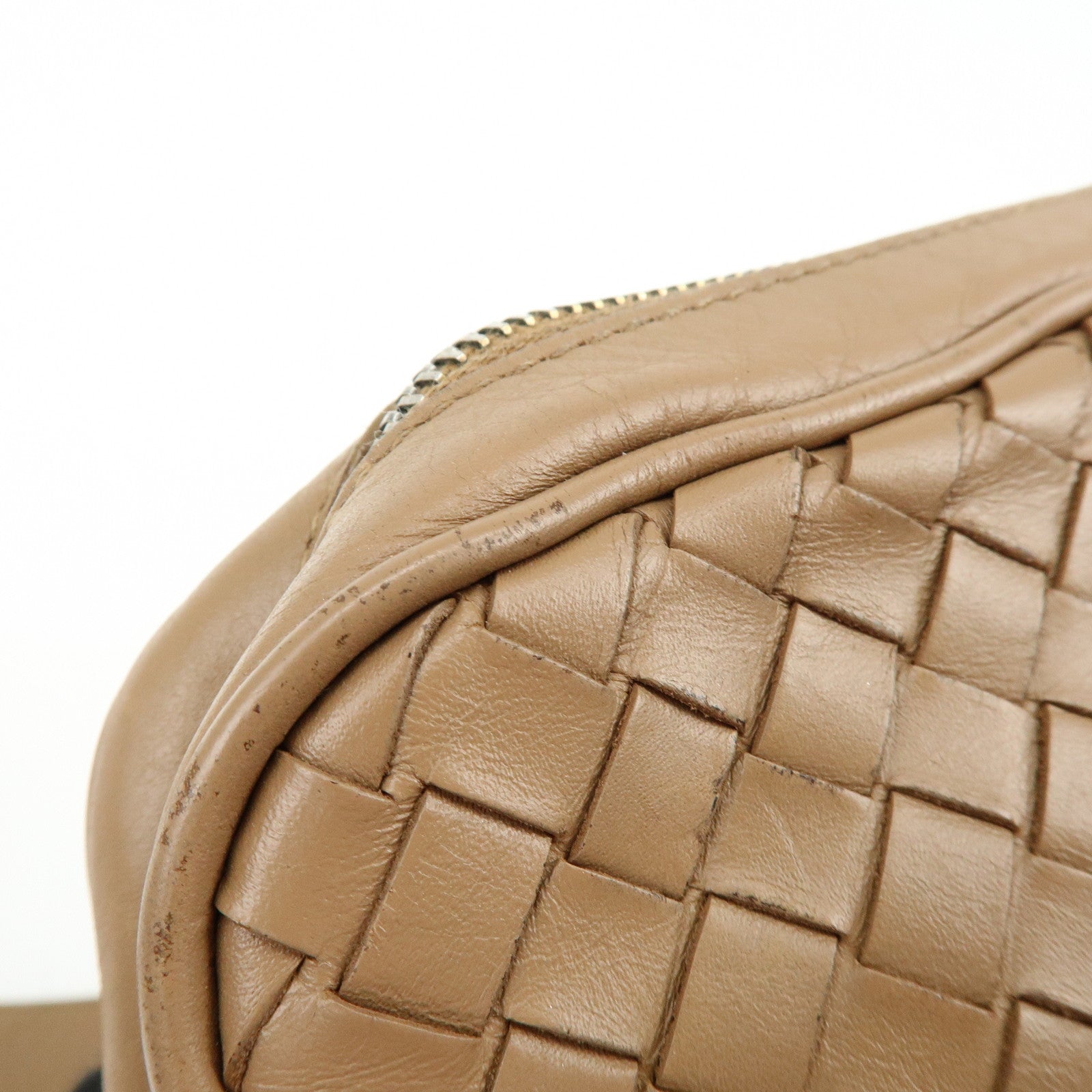 BOTTEGA VENETA Intrecciato Leather Shoulder Crossbody Bag Beige