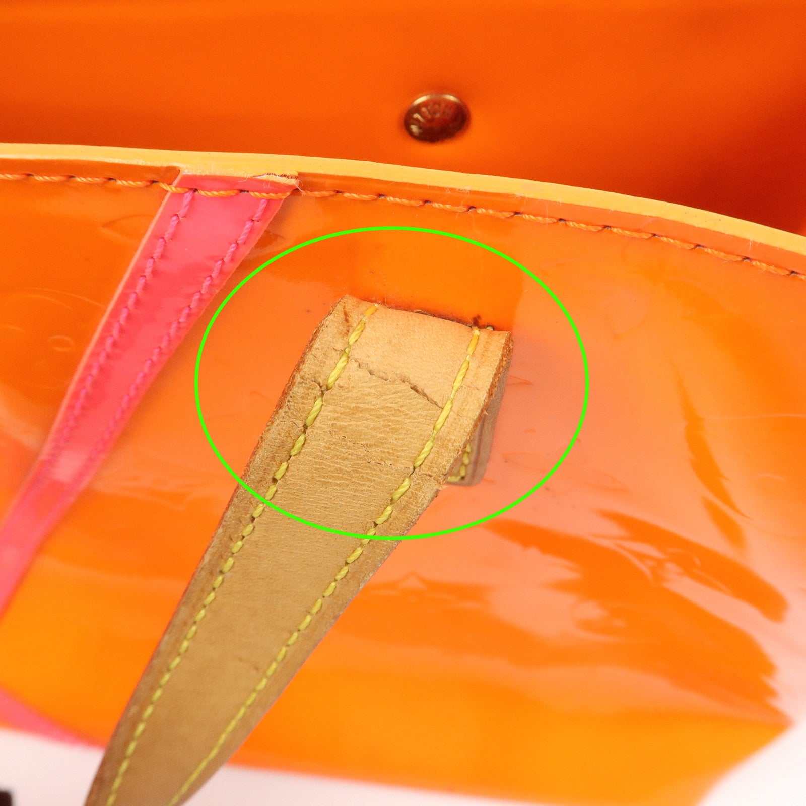 Louis Vuitton Monogram Vernis Leather Lead PM Hand Bag Orange