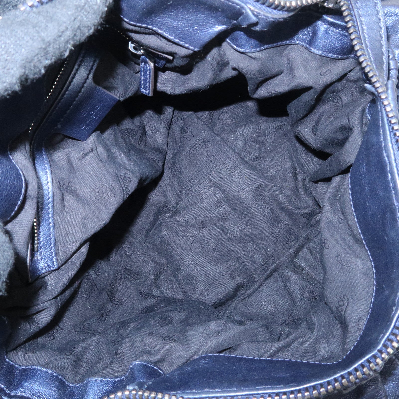 GUCCI Galaxy Leather 2 Way Chain Boston Bag Metallic Blue 228838 Used