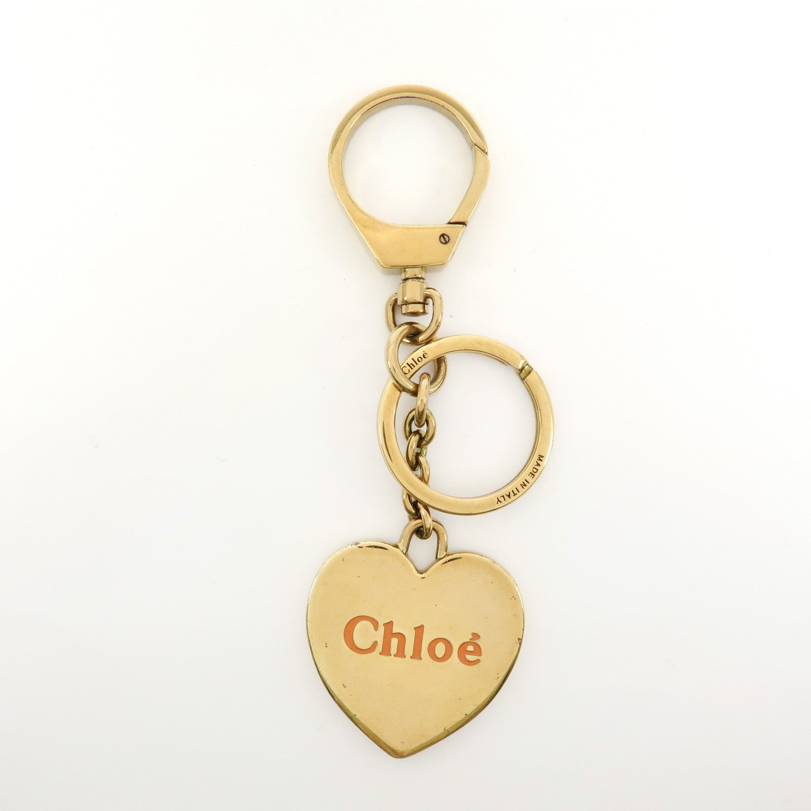 Chloe Heart Motif Metal Bag Charm Key Charm Key Chain Gold