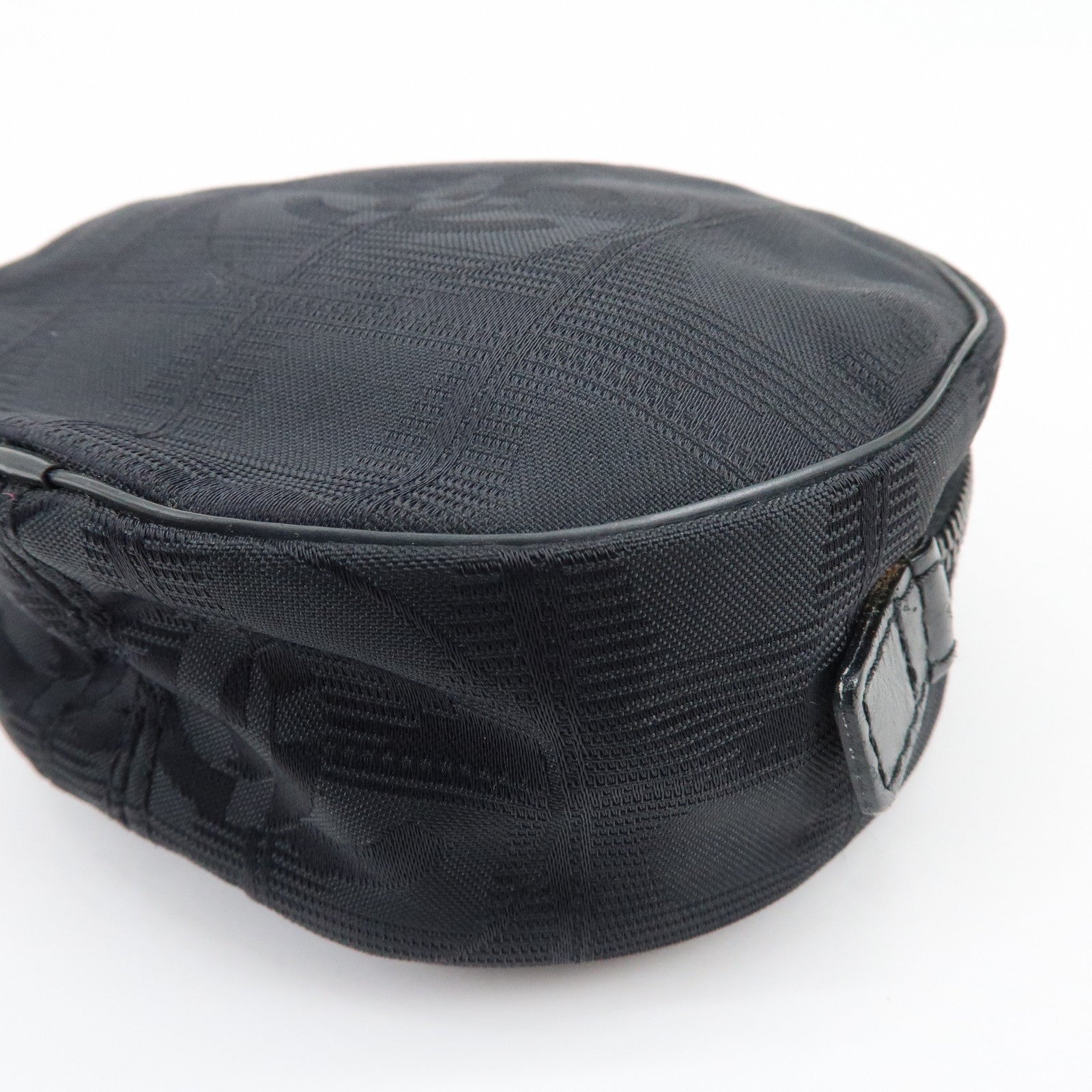 CHANEL New Travel Line Nylon Jacquard Leather Cosmetic Pouch Black