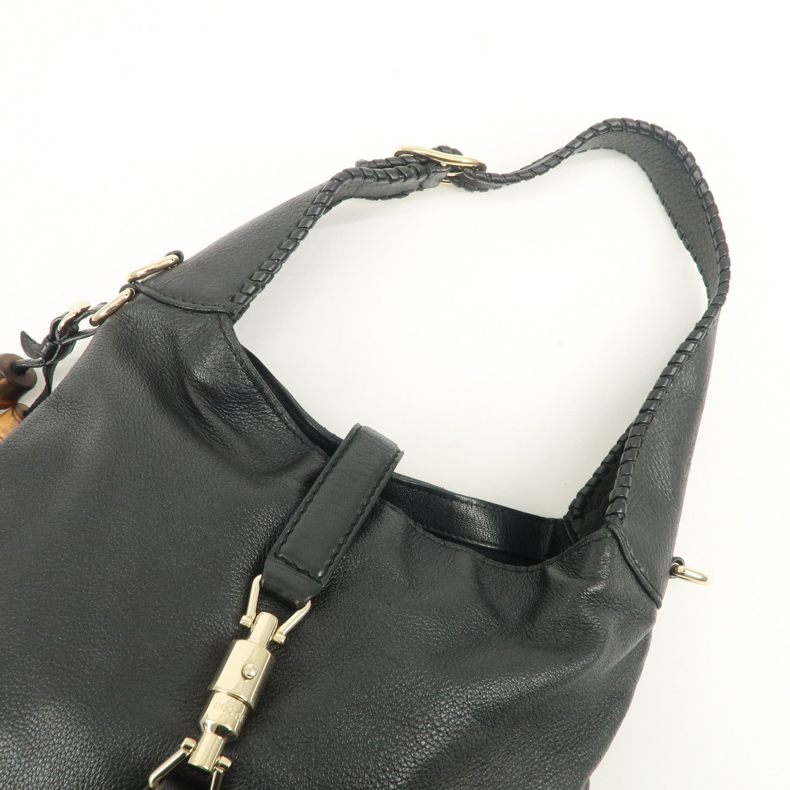 GUCCI New Jackie Leather 2Way Shoulder Hand Bag Black 246907