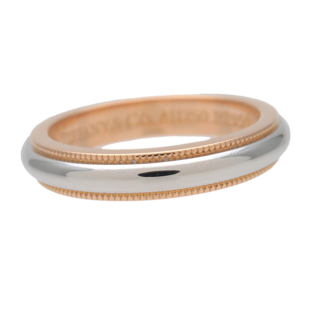 Tiffany & Co Milgrain Band Ring 18K 750YG PT950 US4.5 EU48 HK9.5