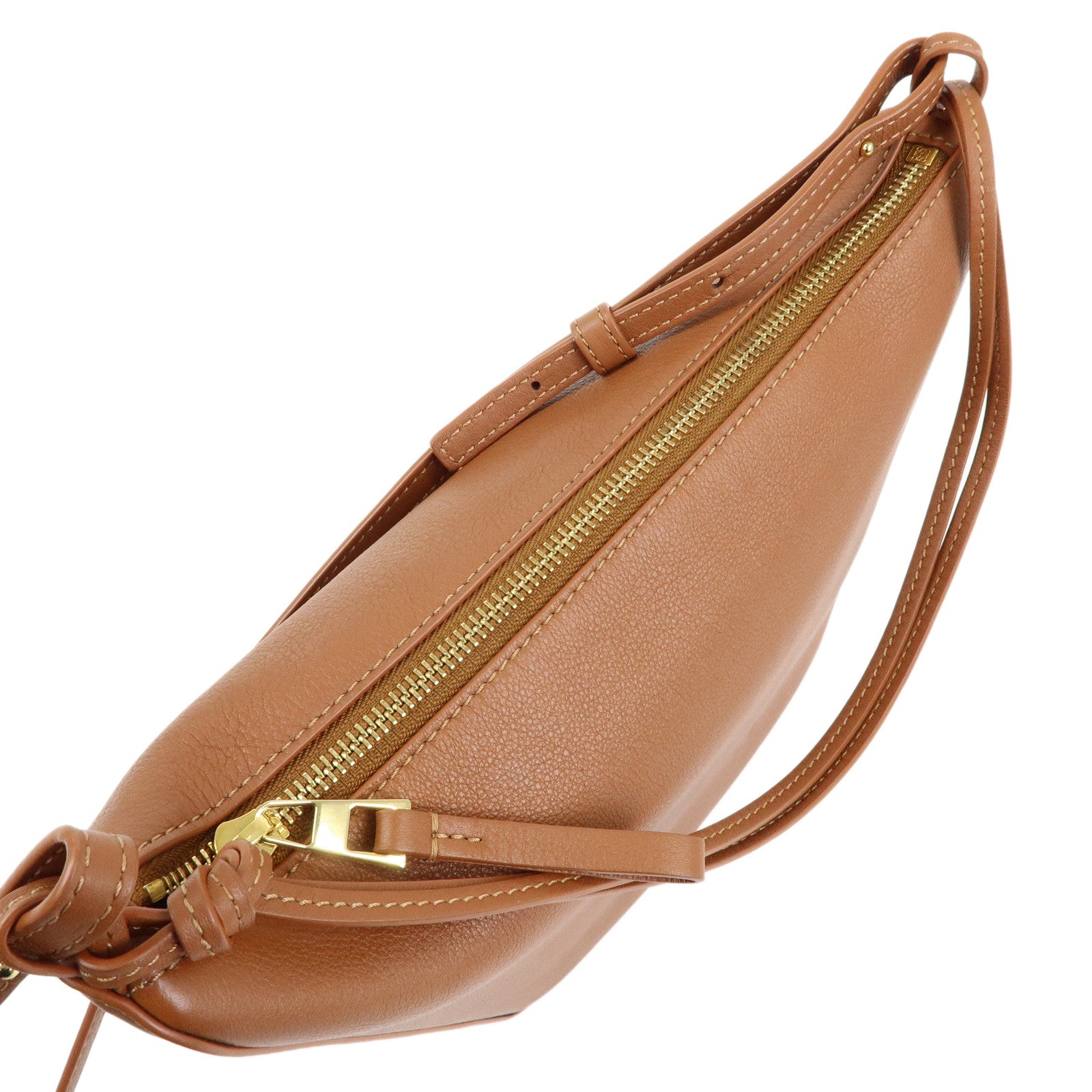LOEWE Anagram Hammock Calf Leather Shoulder Bag Hobo Bag Brown