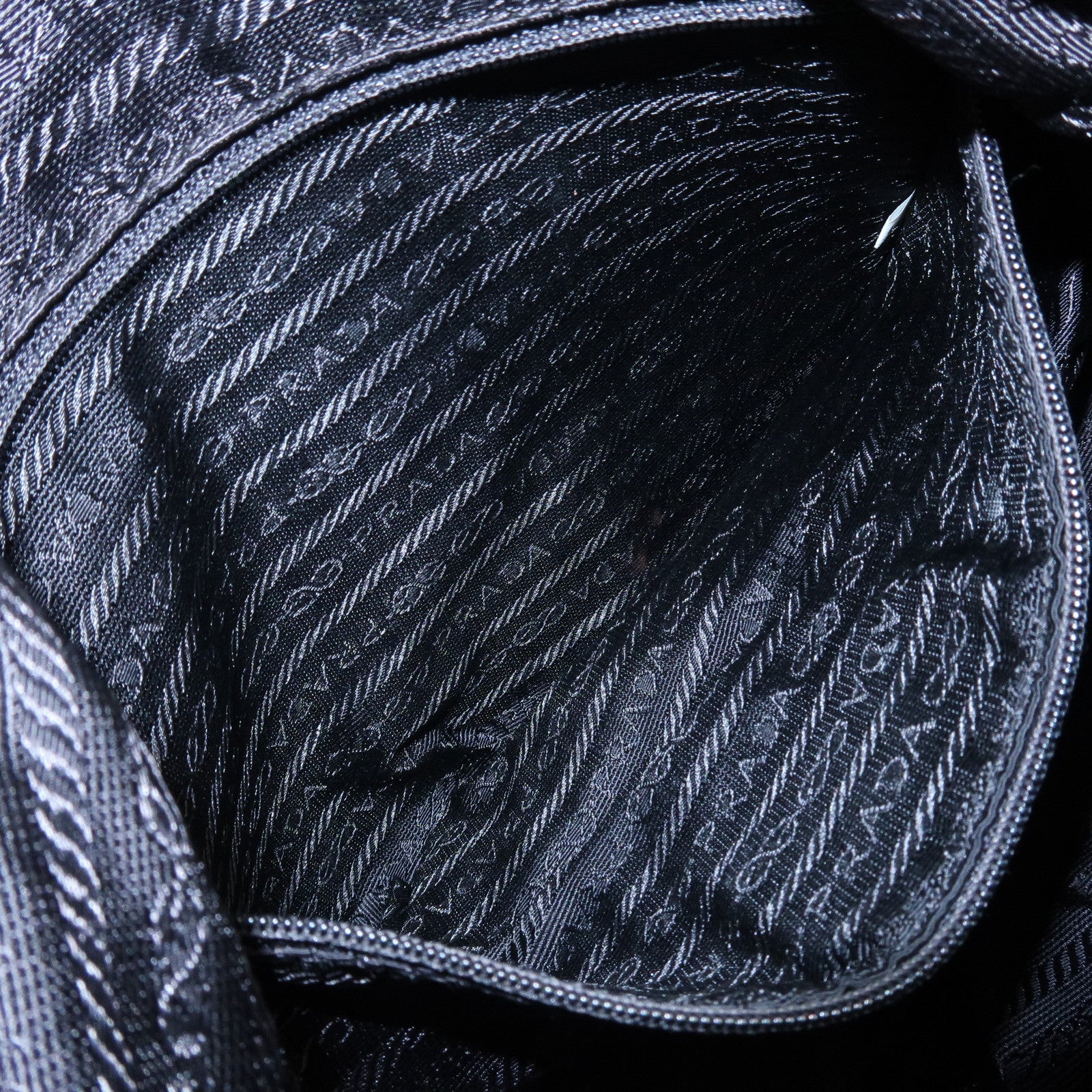 PRADA Triangle Logo Nylon Leather Shoulder Bag Hand Bag Black