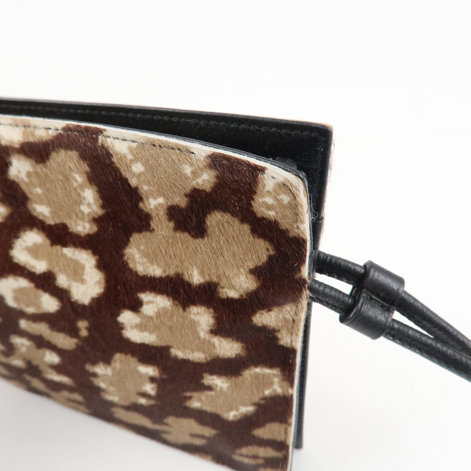 LOEWE Unborn Calf Leather Clutch Bag Pouch Brown Used