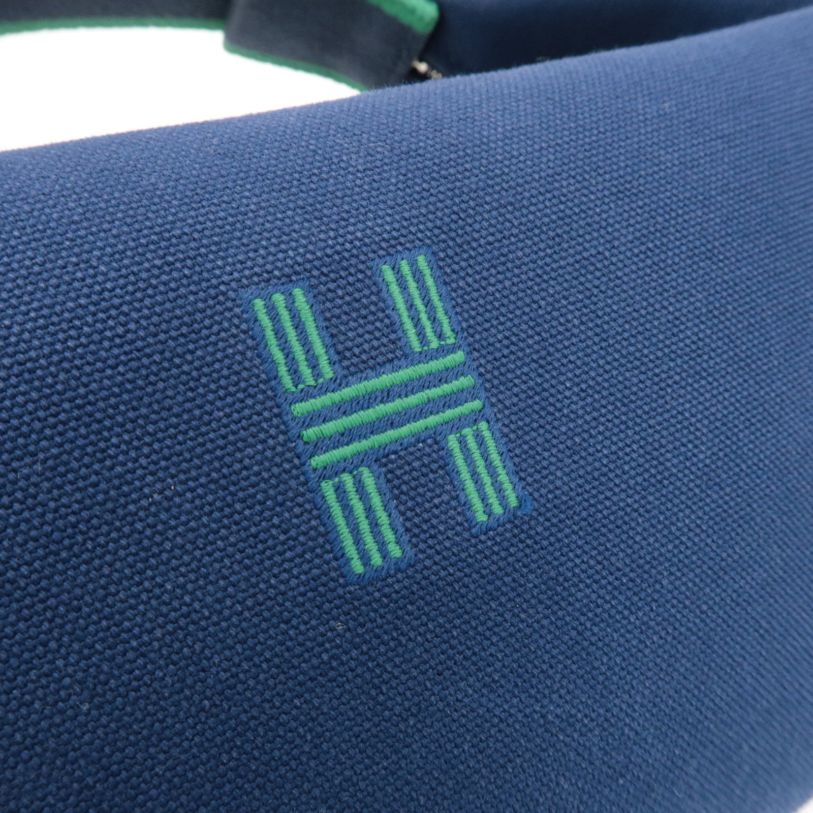 HERMES Canvas Bride A Brac GM Hand Bag Cosmetic Pouch Green Navy Used