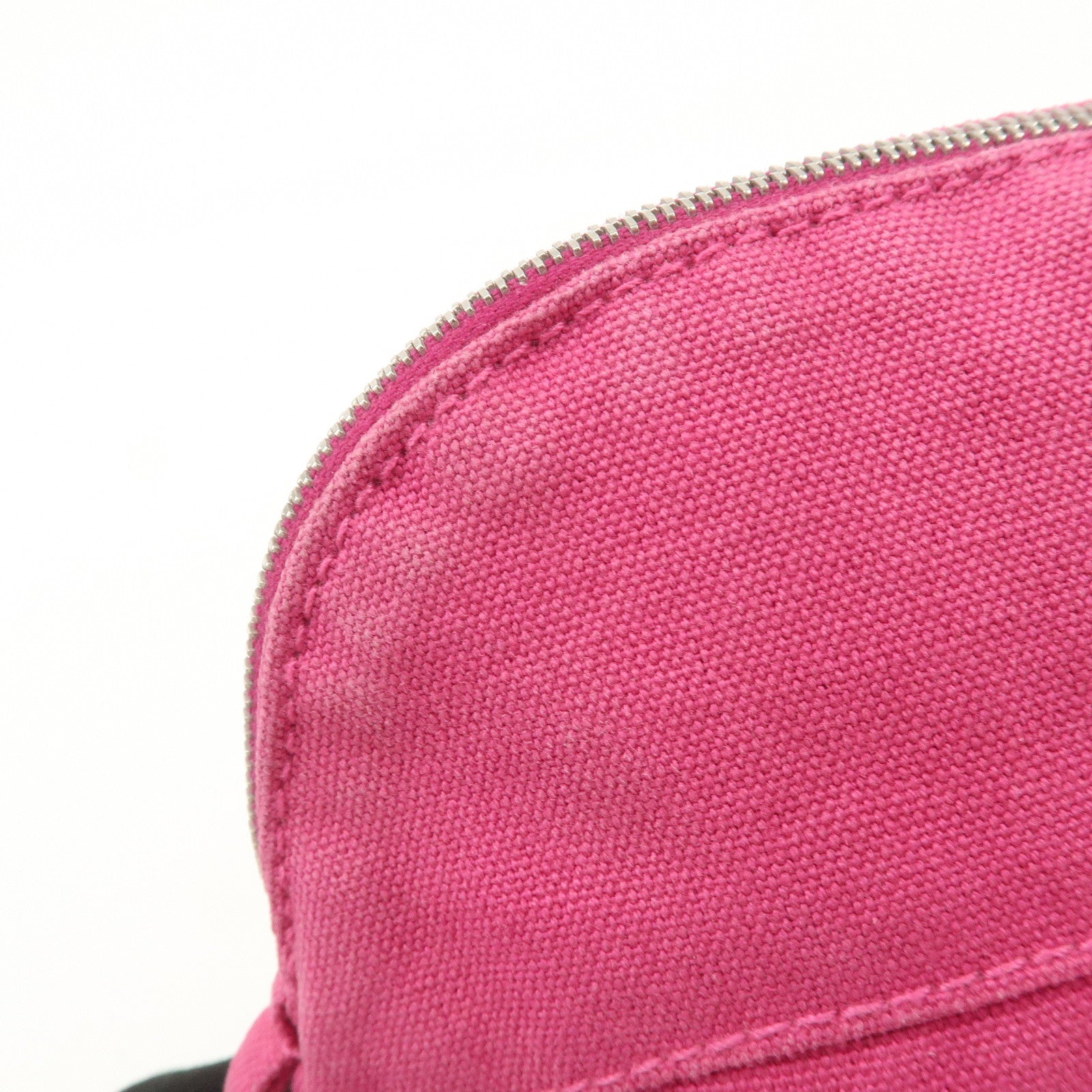 HERMES Leather Canvas Bolide Pouch Cosmetic Pouch MM Pink Used