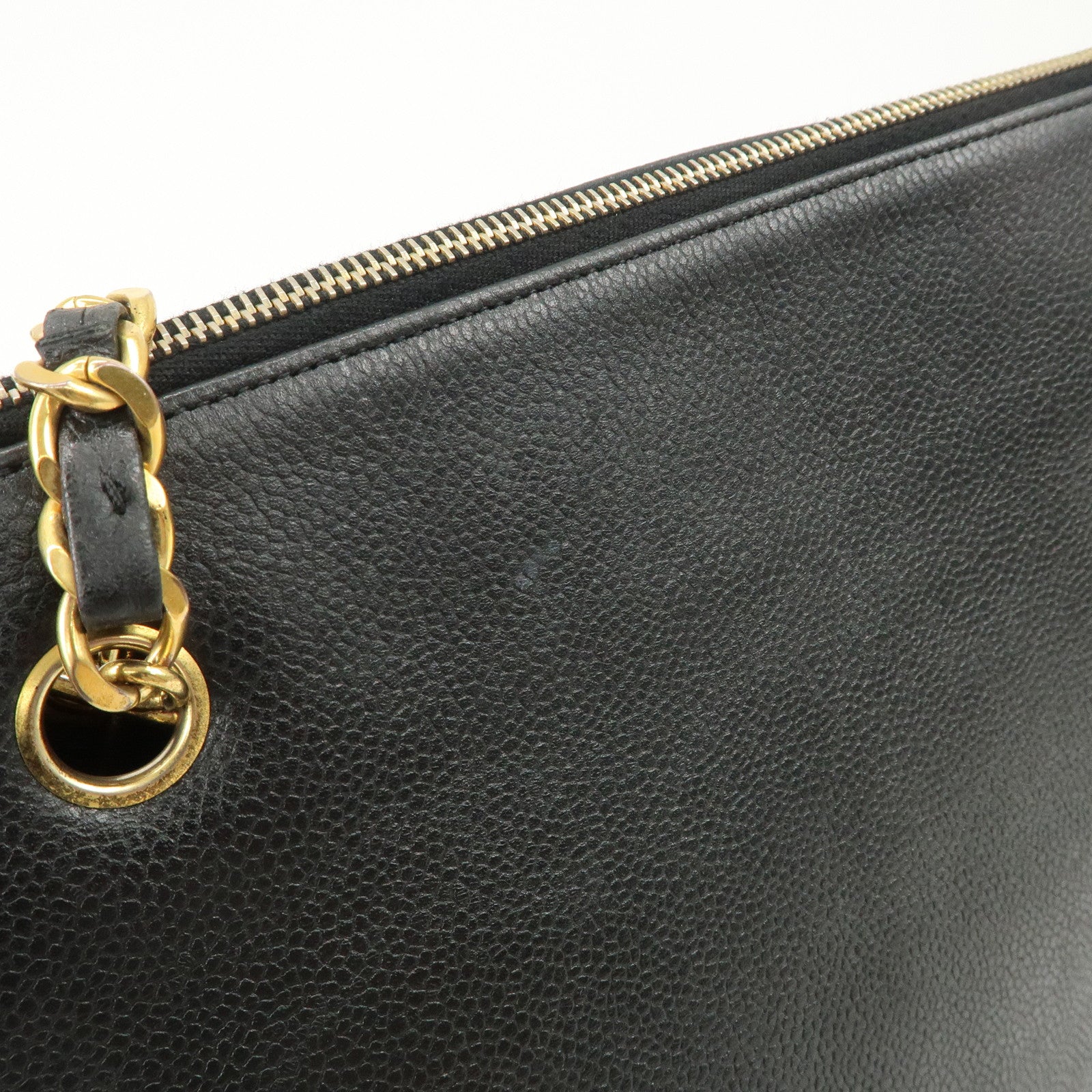 CHANEL COCO Mark COCO Ball Leather Chain Tote Bag Black A03578