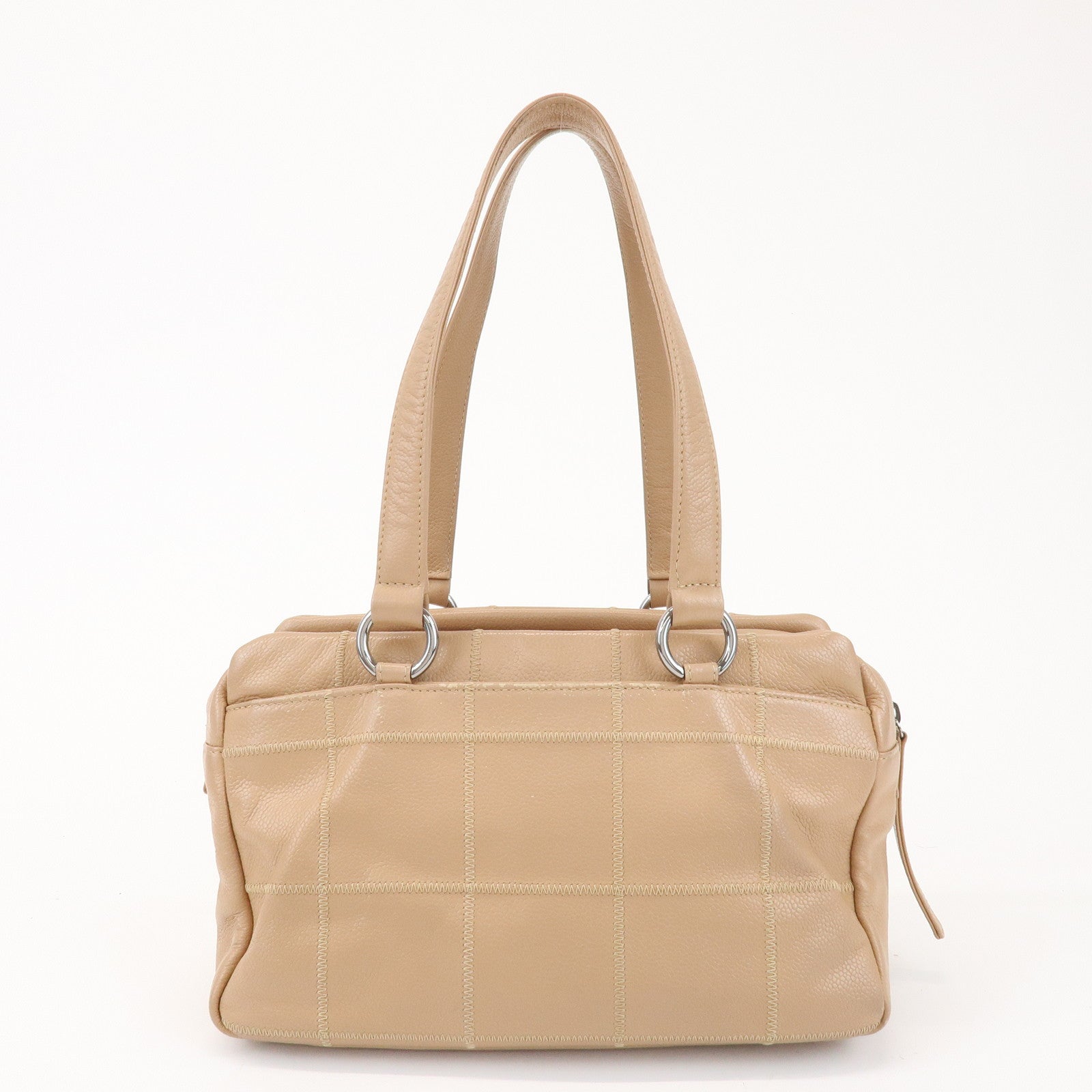CHANEL Chocolate Bar Caviarskin Boston Bag Shoulder Bag Beige