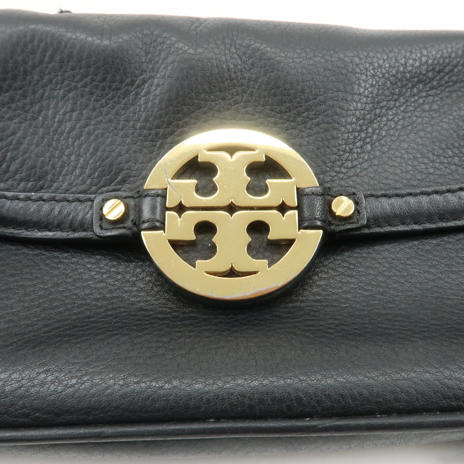 TORY BURCH Logo Leather Shoulder Bag Crossbody Bag Black