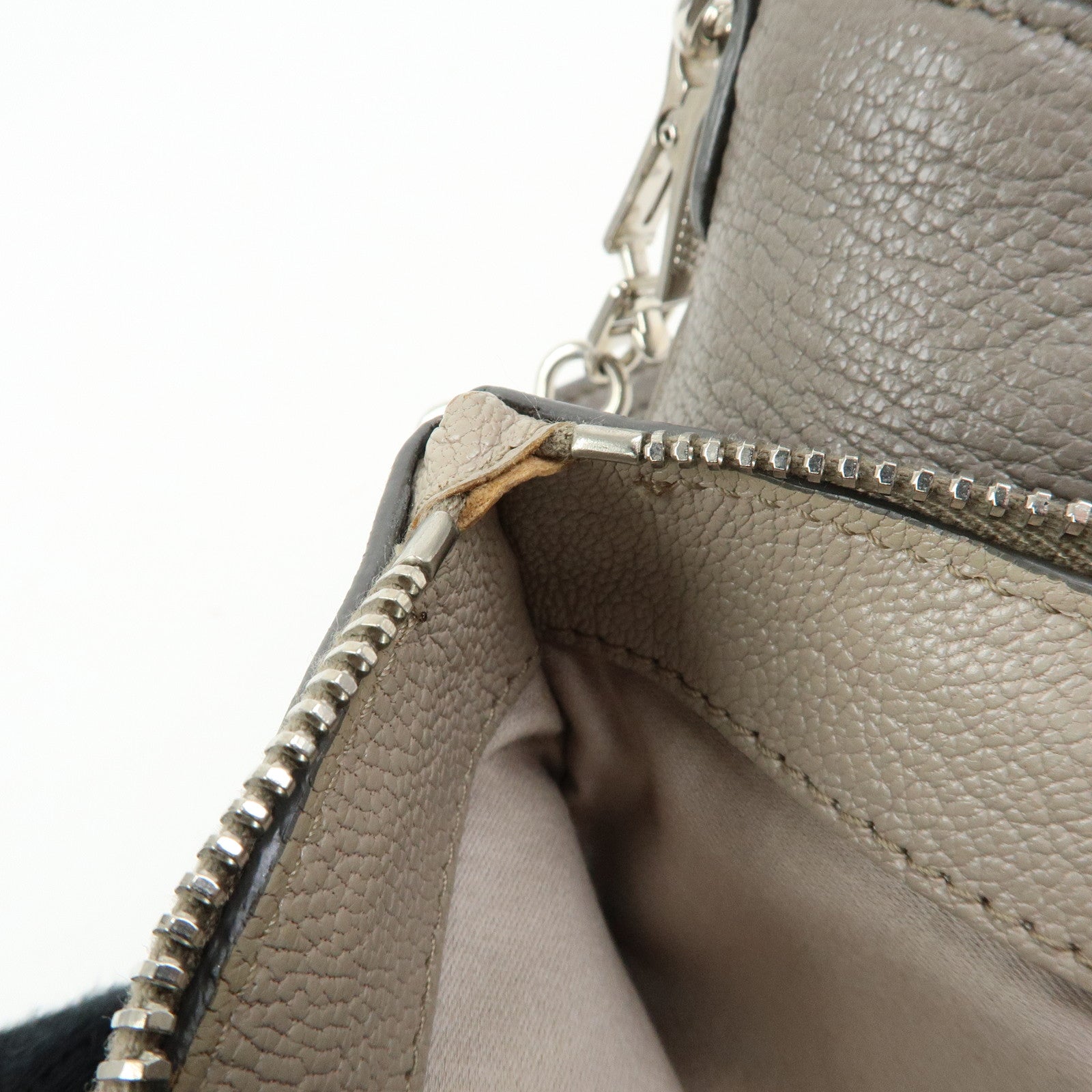 MIU MIU MADRAS Leather 2Way Bag Hand Bag Shoulder Bag Greige RP0369