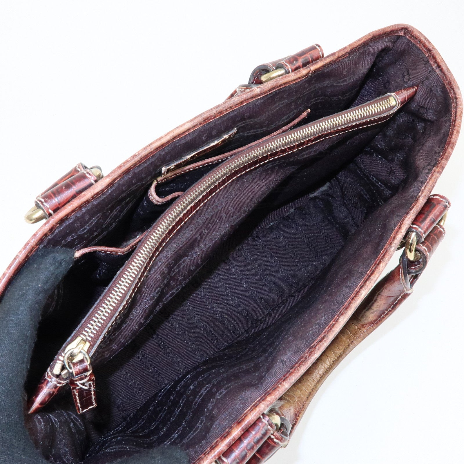 CELINE Macadam Boogie Bag Canvas Leather Hand Bag Brown