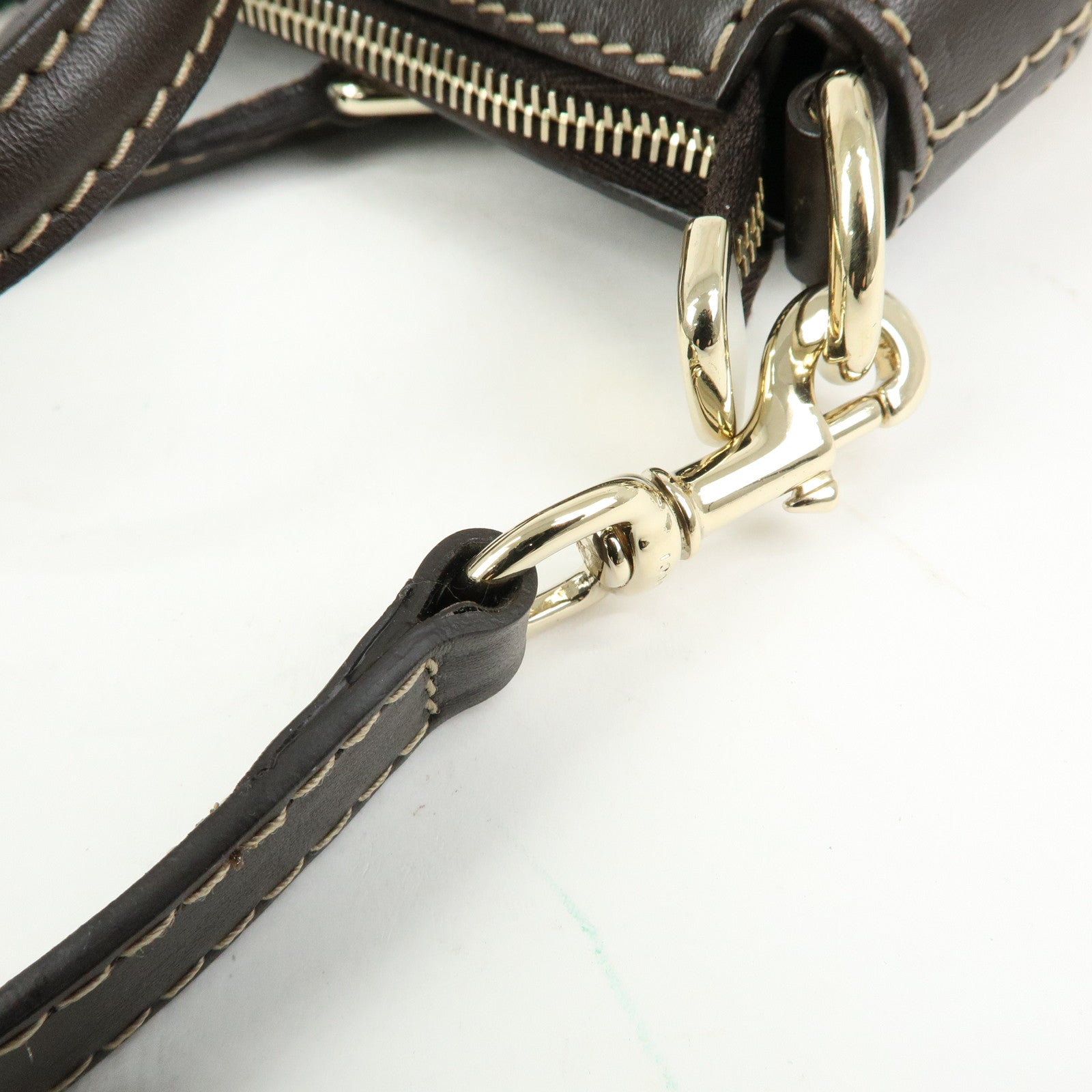 GUCCI Mayfair GG Canvas Leather Hand Bag Beige Brown 269894