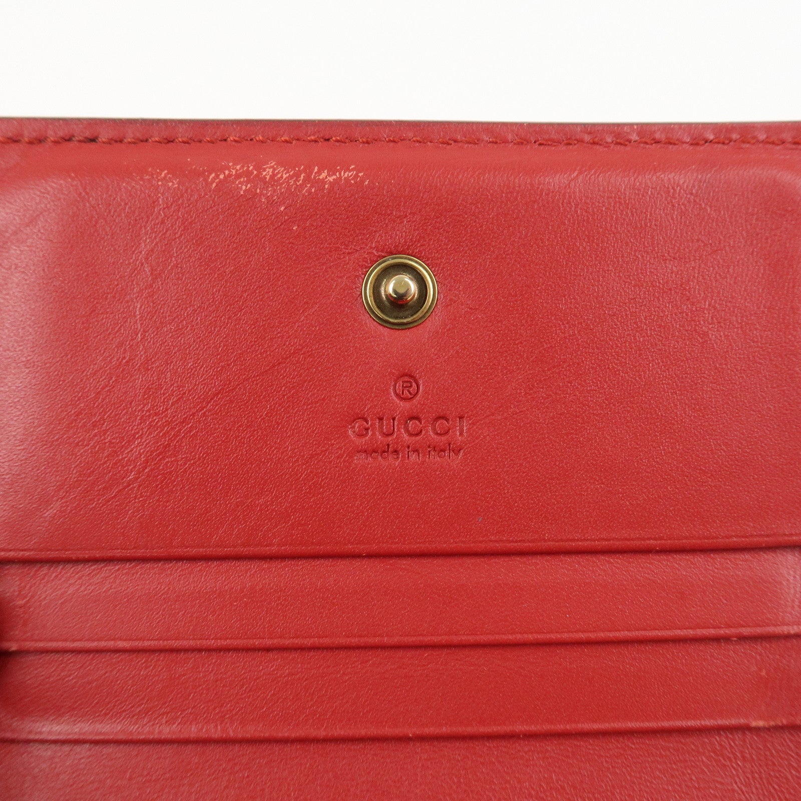 GUCCI Interlocking G GG Supreme Cherry Compact Wallet Beige 476050 Used