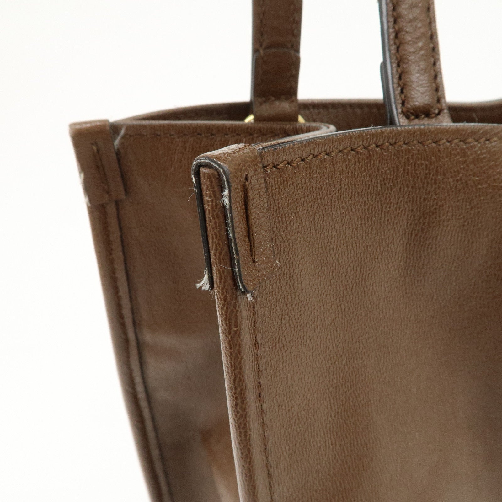 GUCCI Horsebit Leather Tote Bag Shoulder Bag Hand Bag Brown 623694