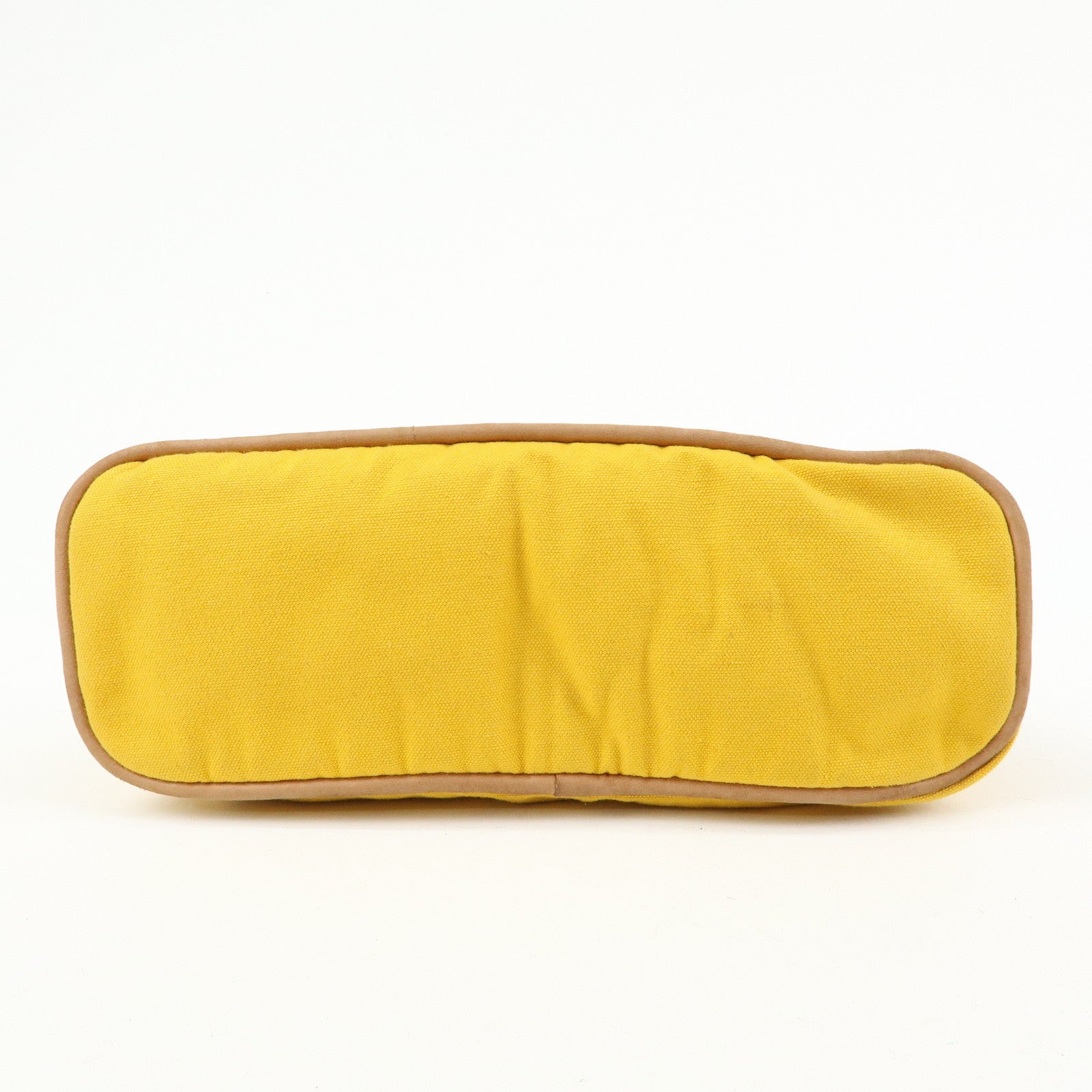 HERMES Bolide MM Canvas Leather Pouch Cosmetic Pouch Yellow
