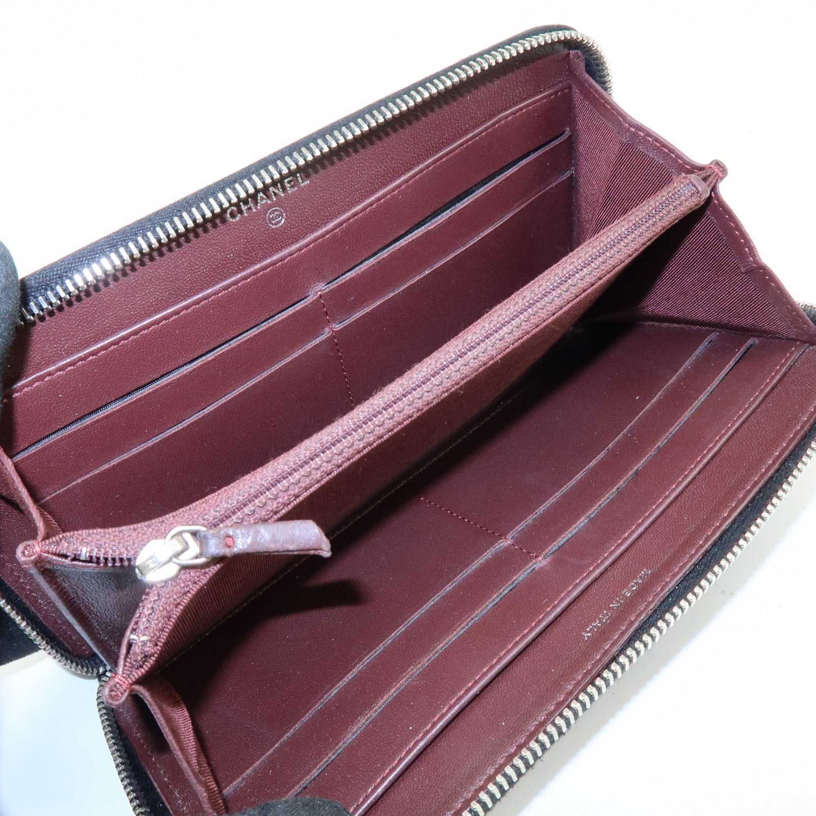 CHANEL Matelasse COCO Mark Round Zippy Long Wallet Black A50097