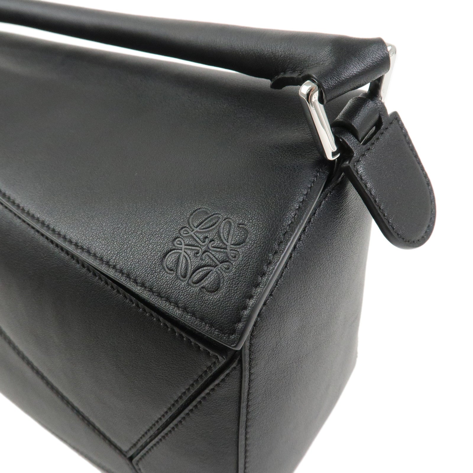 LOEWE Anagram Leather Puzzle Bag Medium 2Way Hand Bag Black