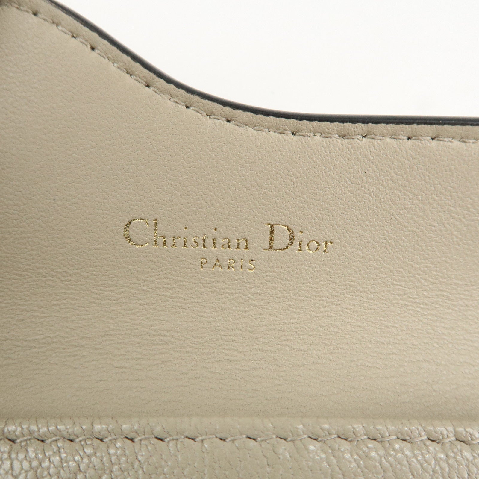 Christian Dior Leather Card Case Beige Gold HDW 44-MA-0248 Used
