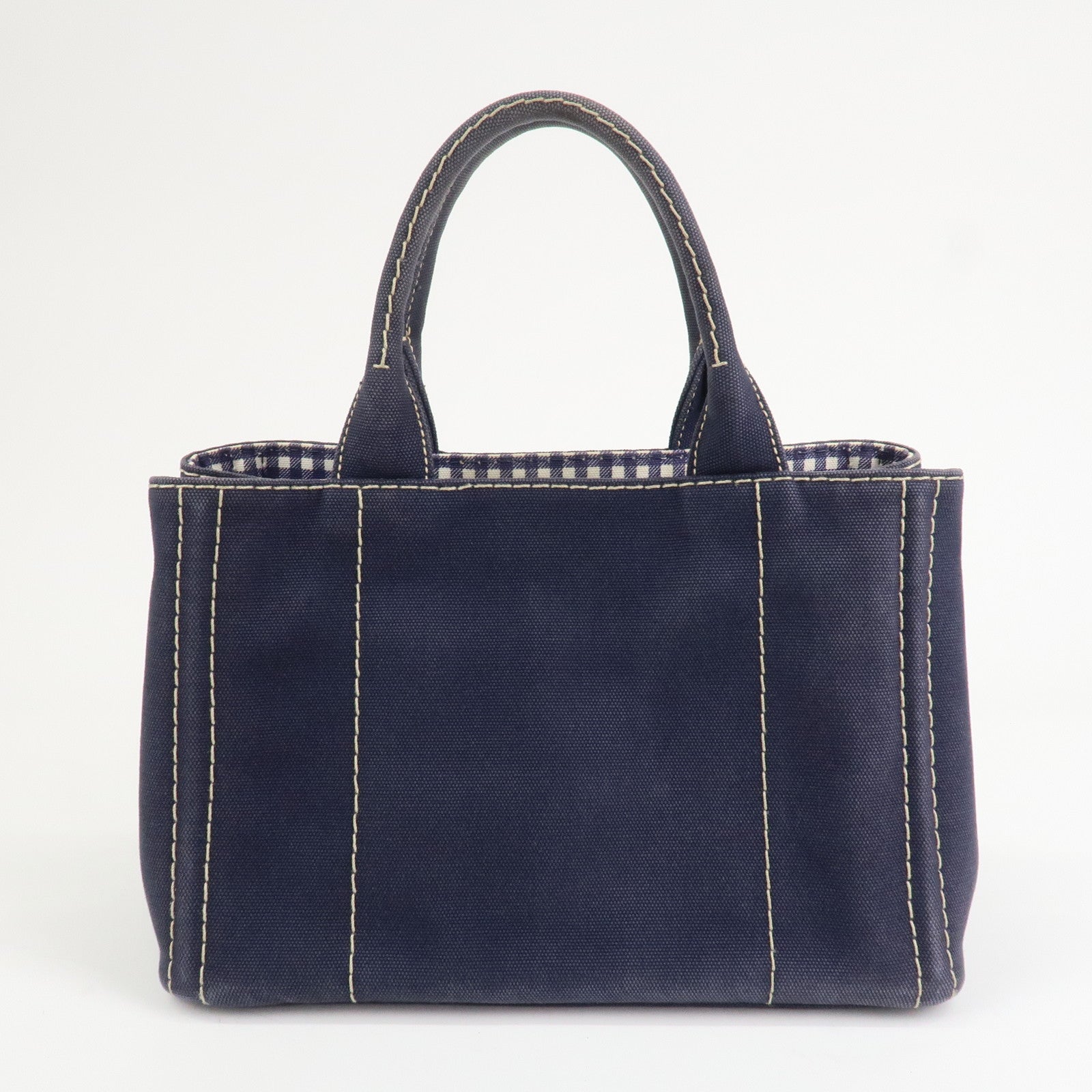 PRADA Canapa Mini Denim 2Way Hand Bag Tote Bag Navy 1BG439