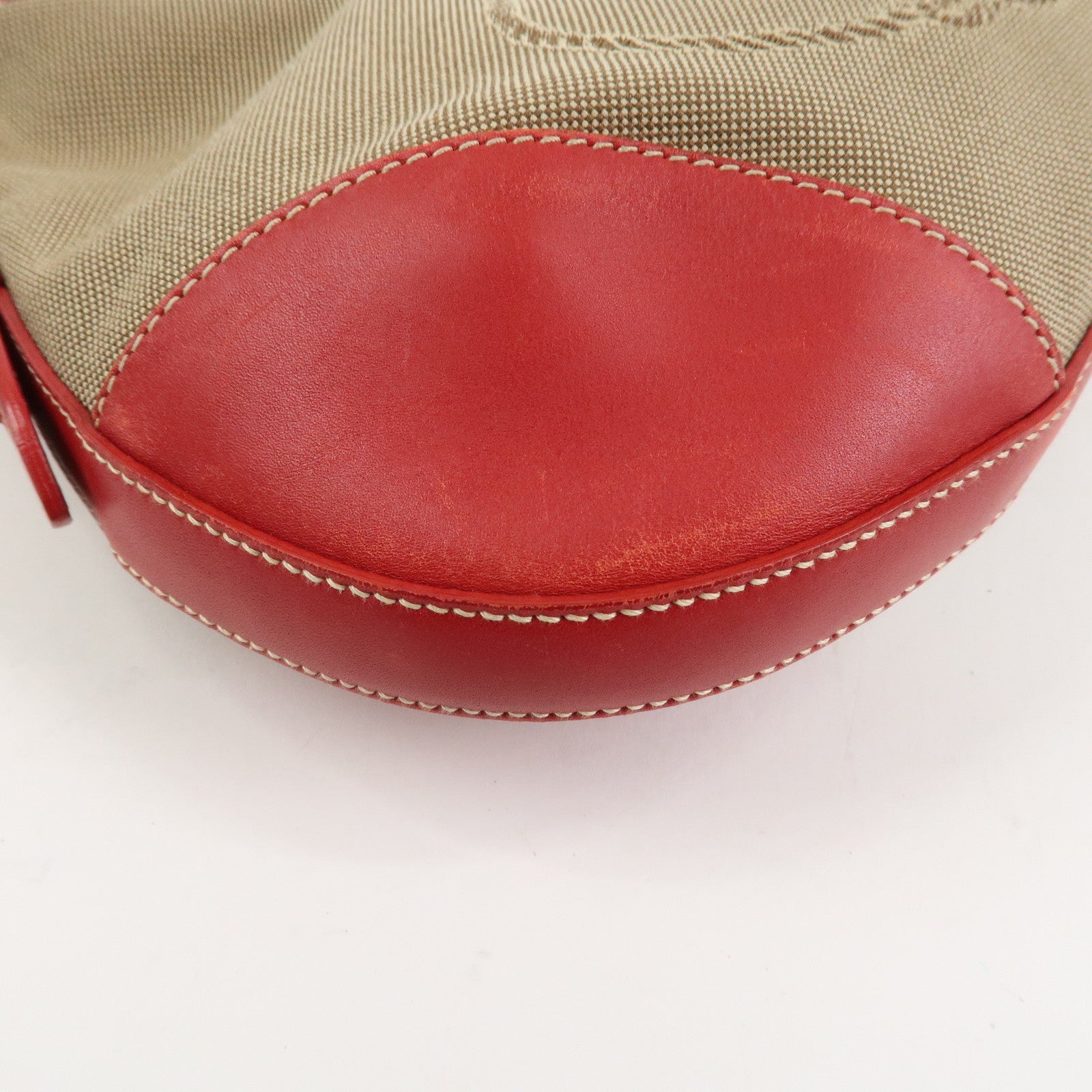 PRADA Logo Jacguard Leather Shoulder Bag Light Brown Red BR3429