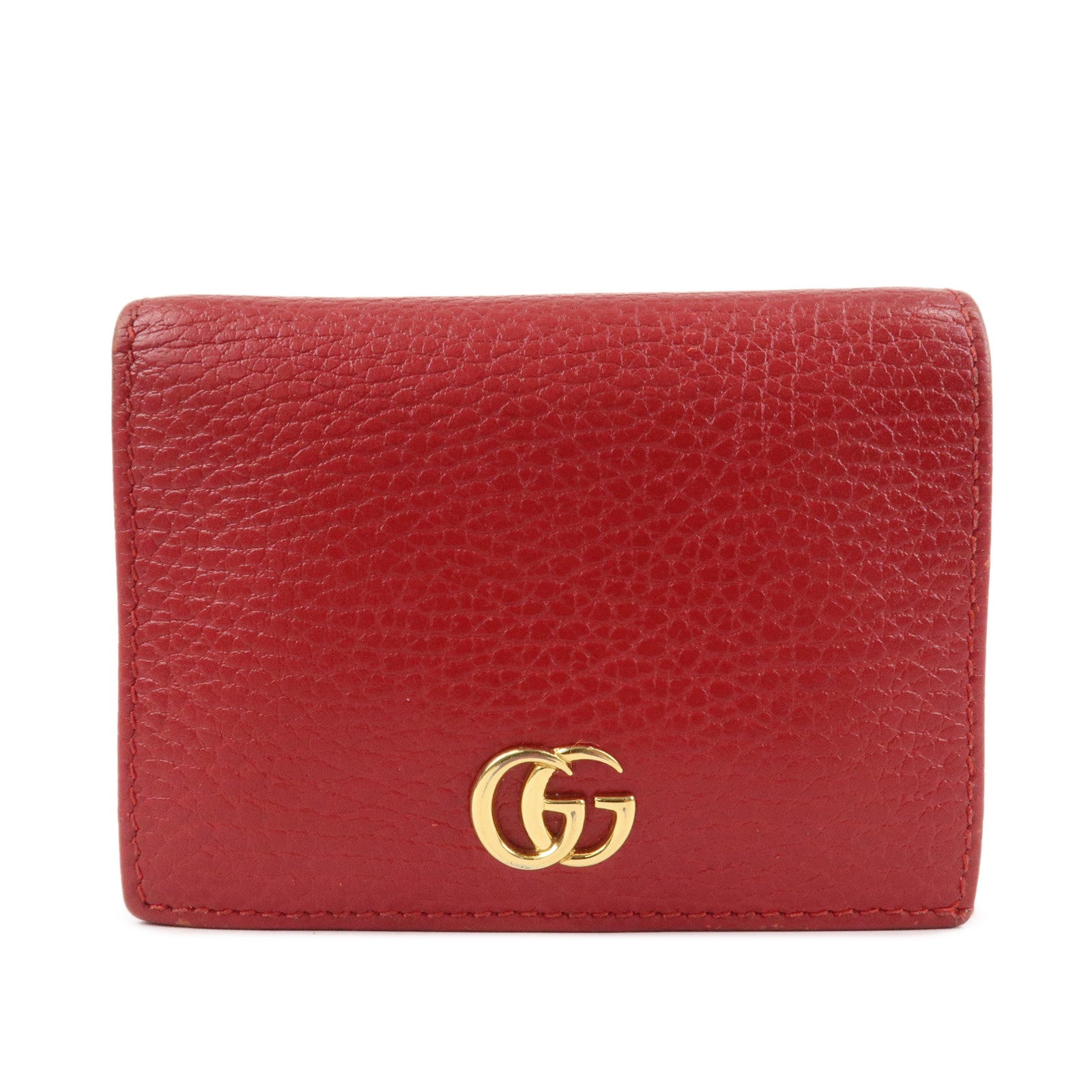 GUCCI GG Marmont Leather Bi-Fold Wallet Red 456126 Used