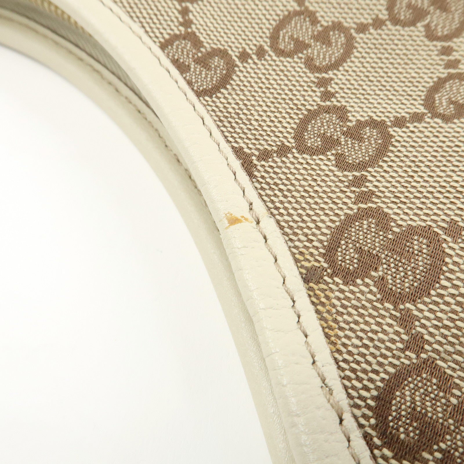 GUCCI Abbey GG Canvas Leather Shoulder Bag Brown Ivory 130738