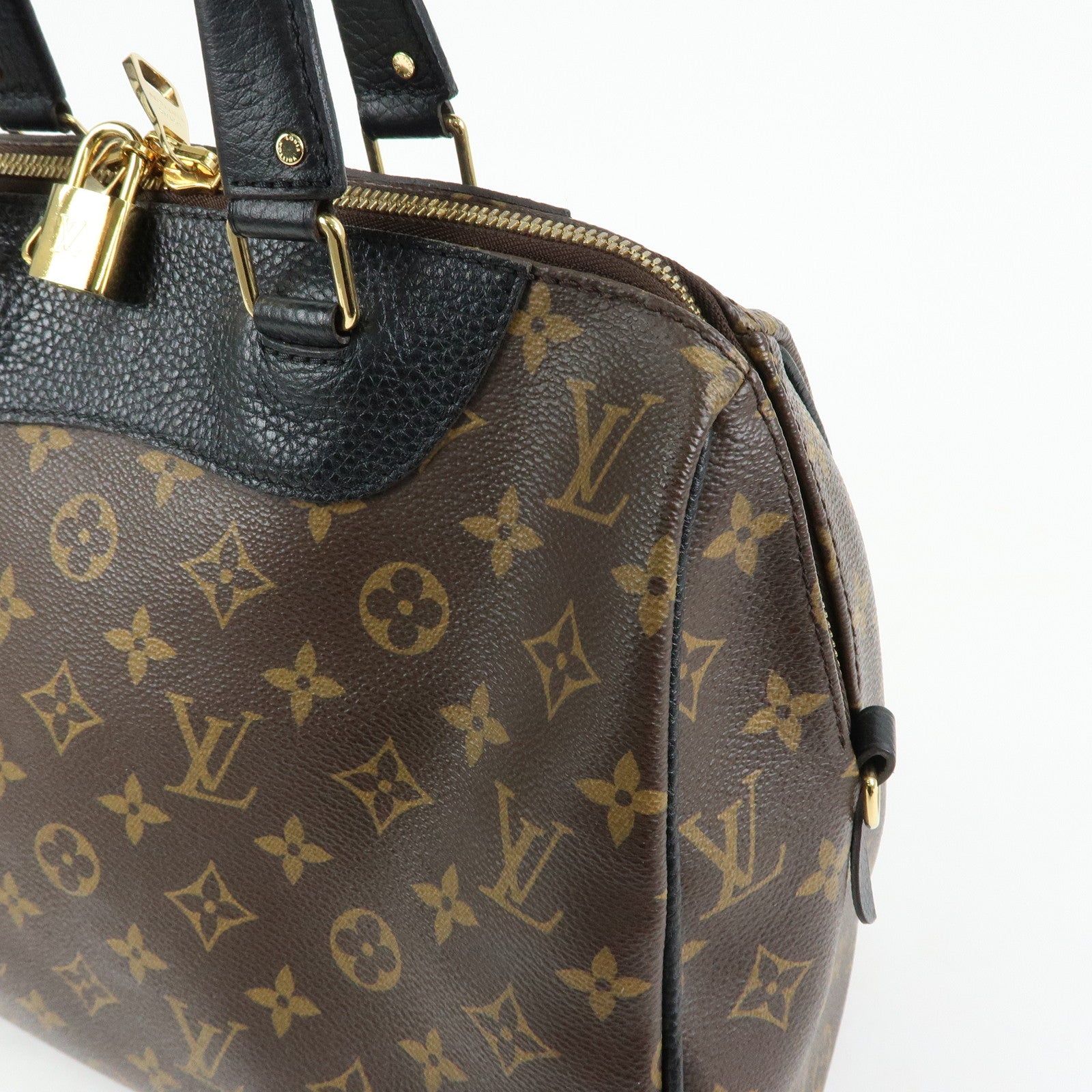 Louis Vuitton Monogram Canvas Leather Retiro Hand Bag Brown M50058
