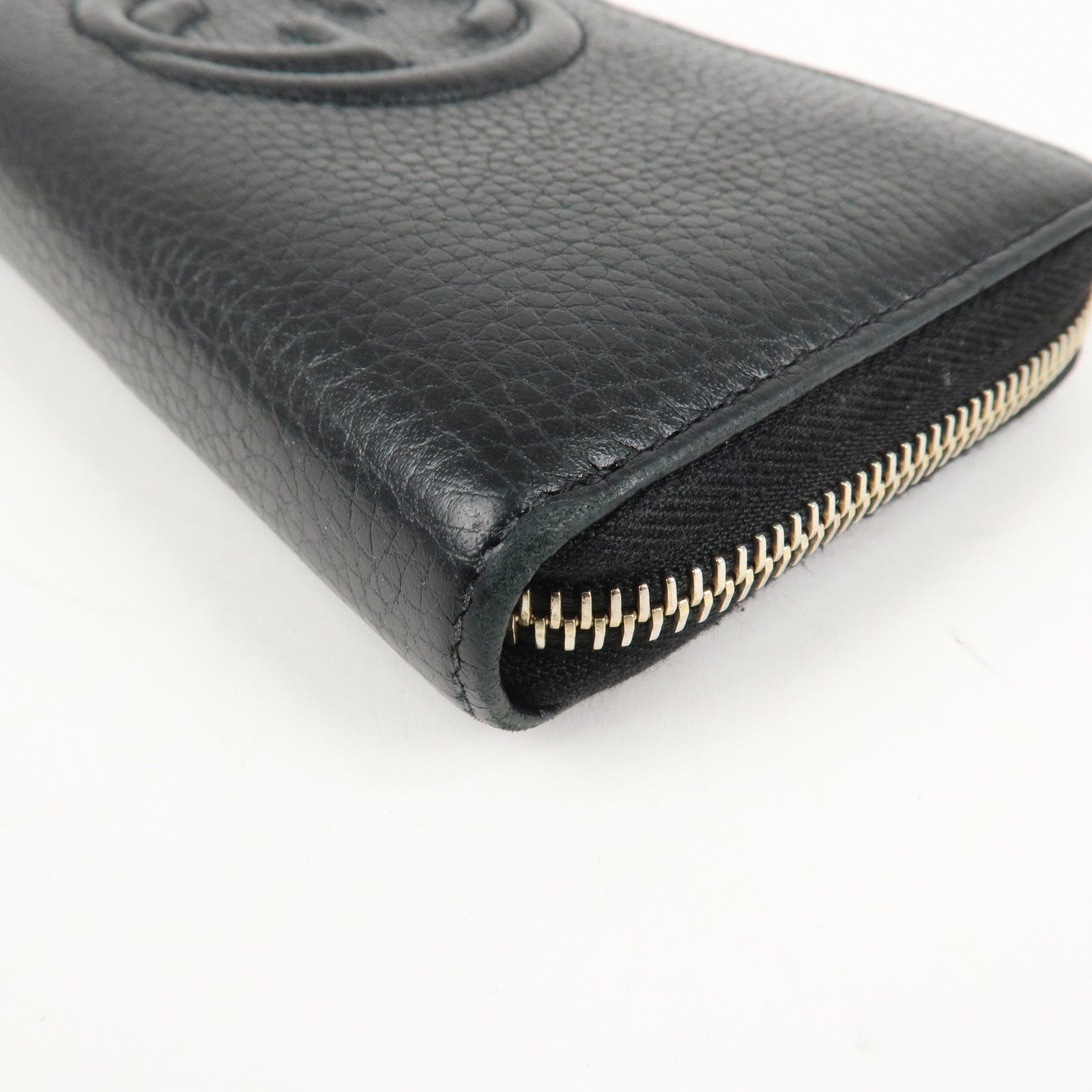 GUCCI SOHO Leather Zip Around Long Wallet Black Used
