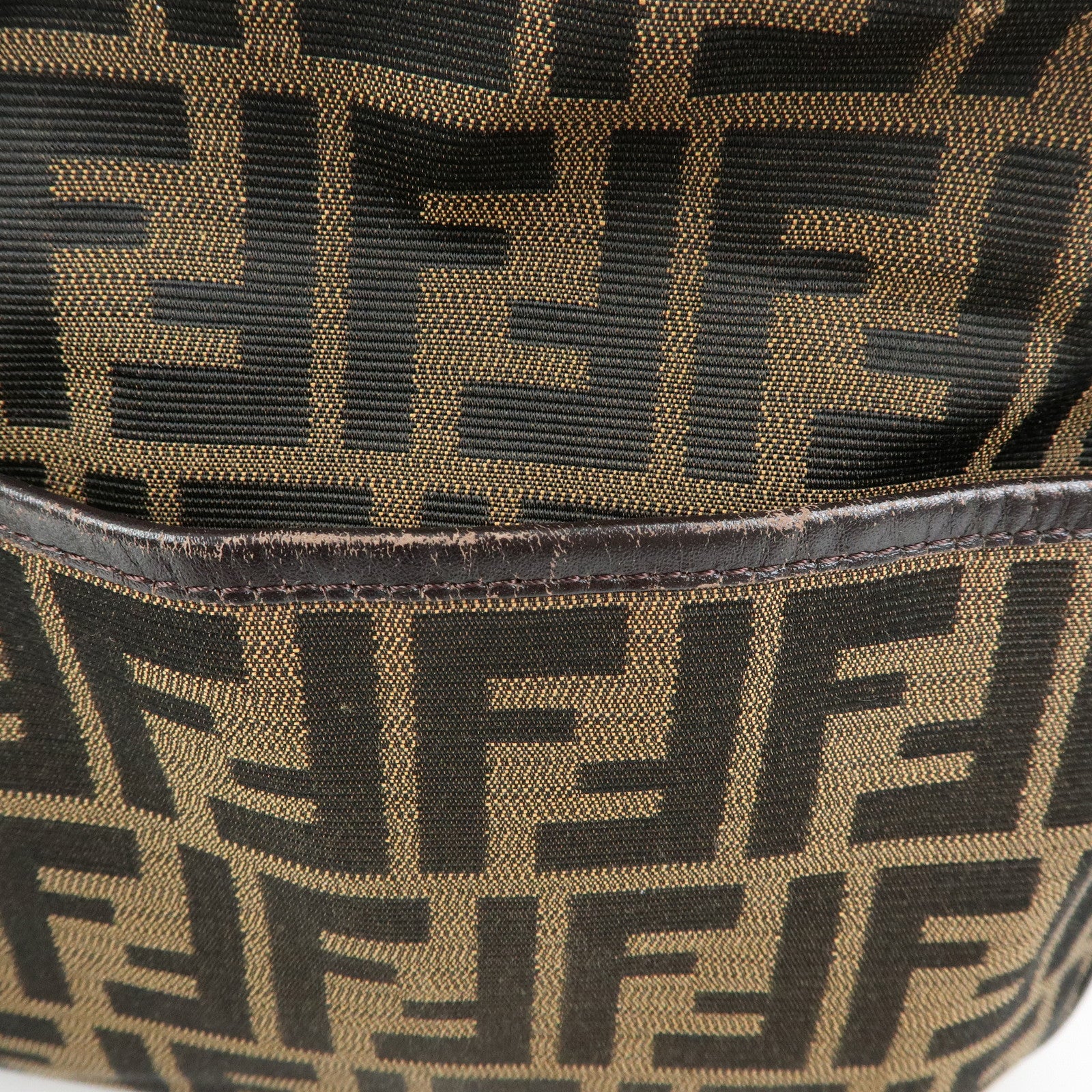 FENDI Zucca Canvas Leather Shoulder Bag Black Brown 8BT191‑JWU