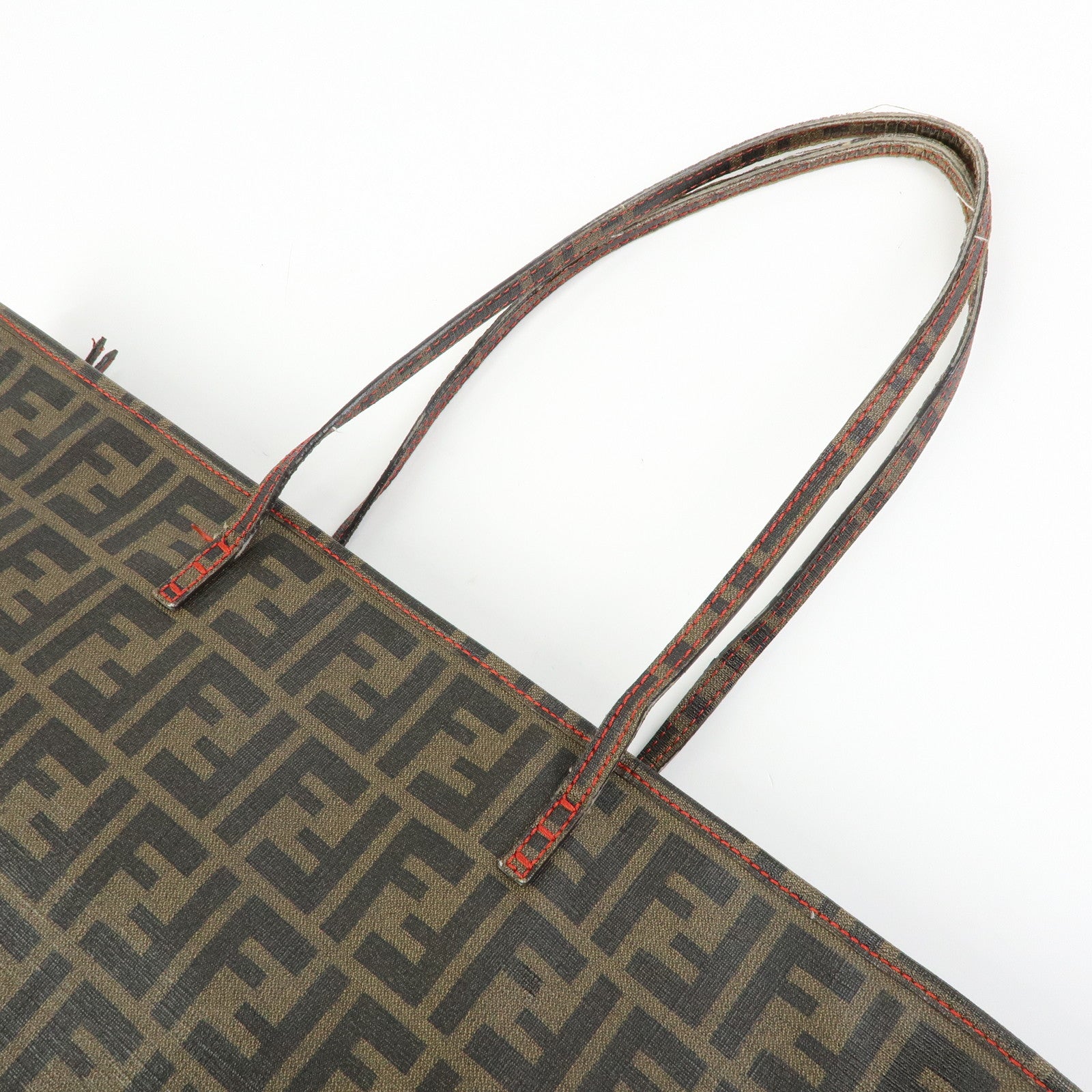 FENDI Zucca PVC Coated Canvas Tote Bag Hand Bag Brown 8BH185