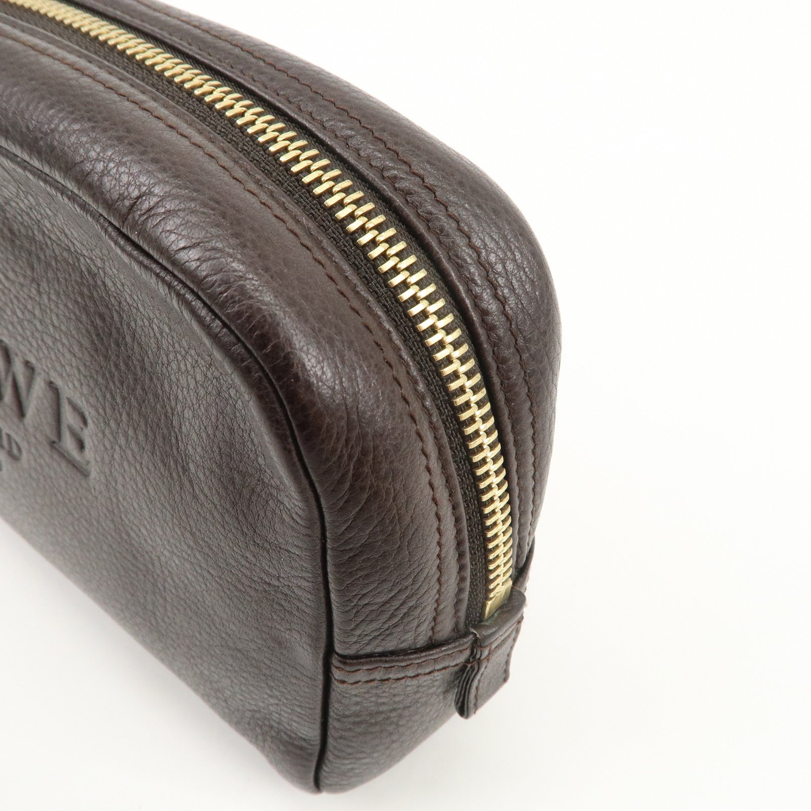 LOEWE Logo Leather Pouch Cosmetic Pouch Black