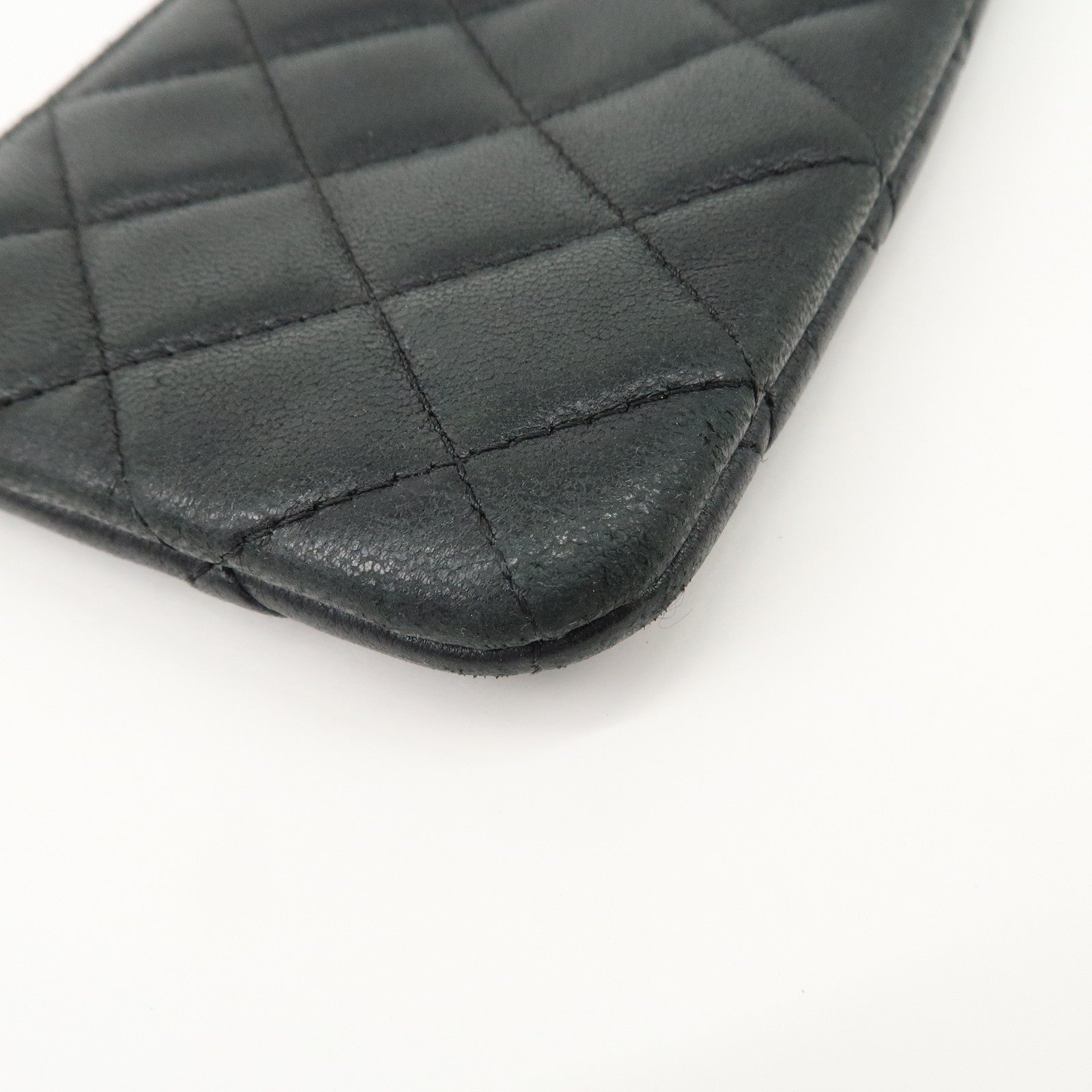 CHANEL Matelasse Caviarskin COCO Mark Coin Case Mini Pouch Black Silver Used