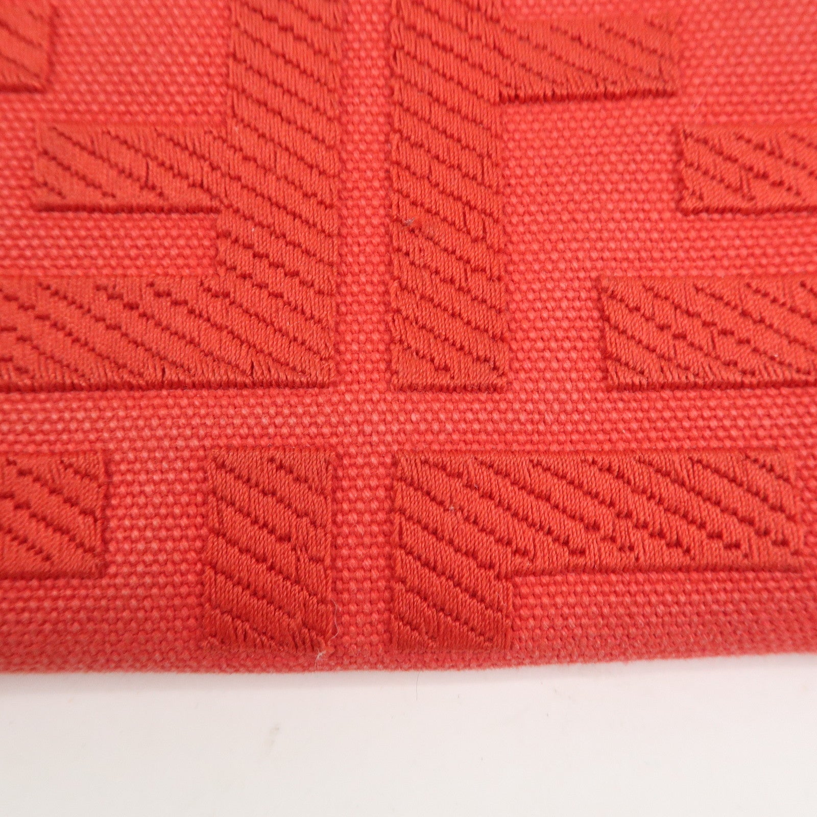 FENDI Zucca Canvas Leather Clutch Bag Cosmetic Bag Red 8N0148