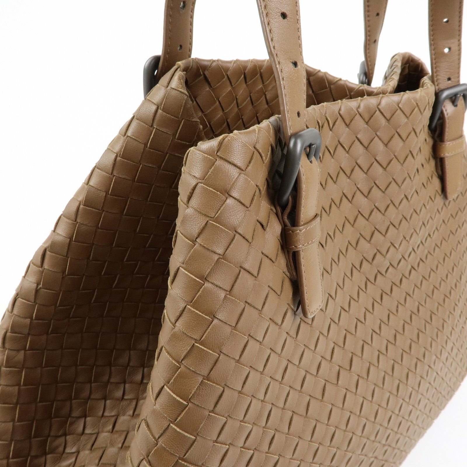 BOTTEGA VENETA Cesta Intrecciato Leather Shoulder Tote Bag Brown