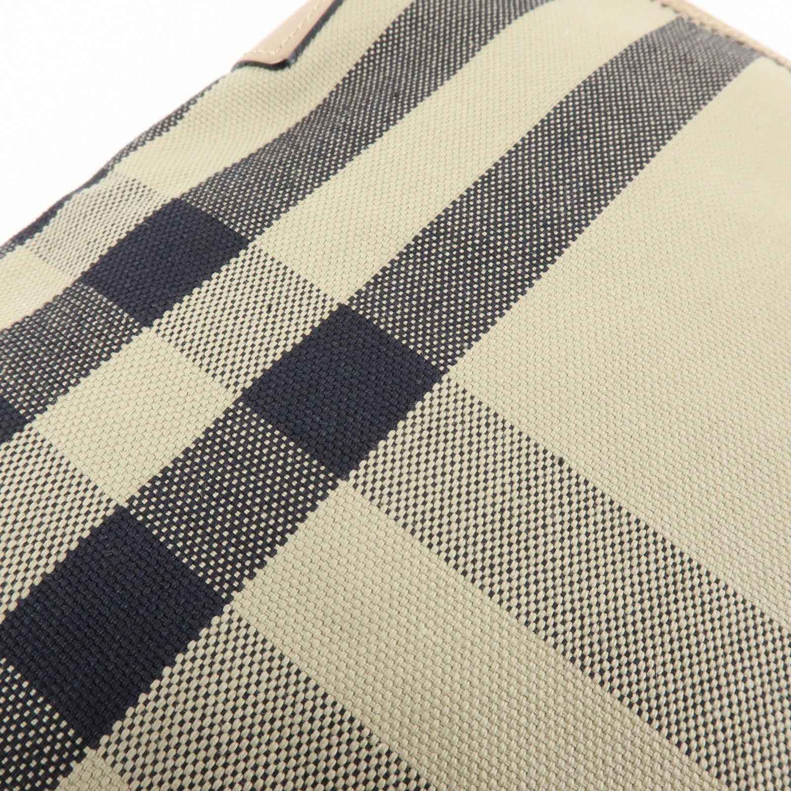 BURBERRY Nova Plaid Canvas Leather Shoulder Bag Beige